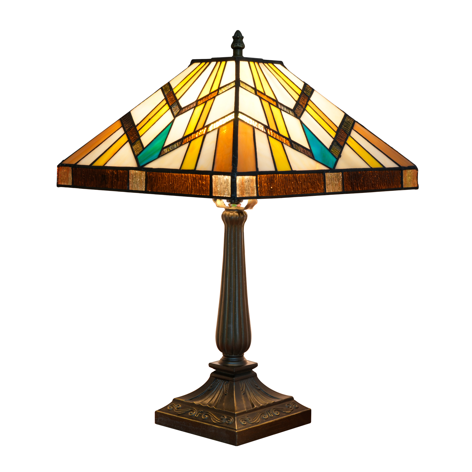 Blivuself Tiffany Style Lamp 16 Inches Blue Diamond Square Warm Atmosphere To Create Bedside Lamp Manual Stained Glass Table Lamp Suitable For Bedroom Dining Room Study Living Room Office And Other Home Decorations OFT1364