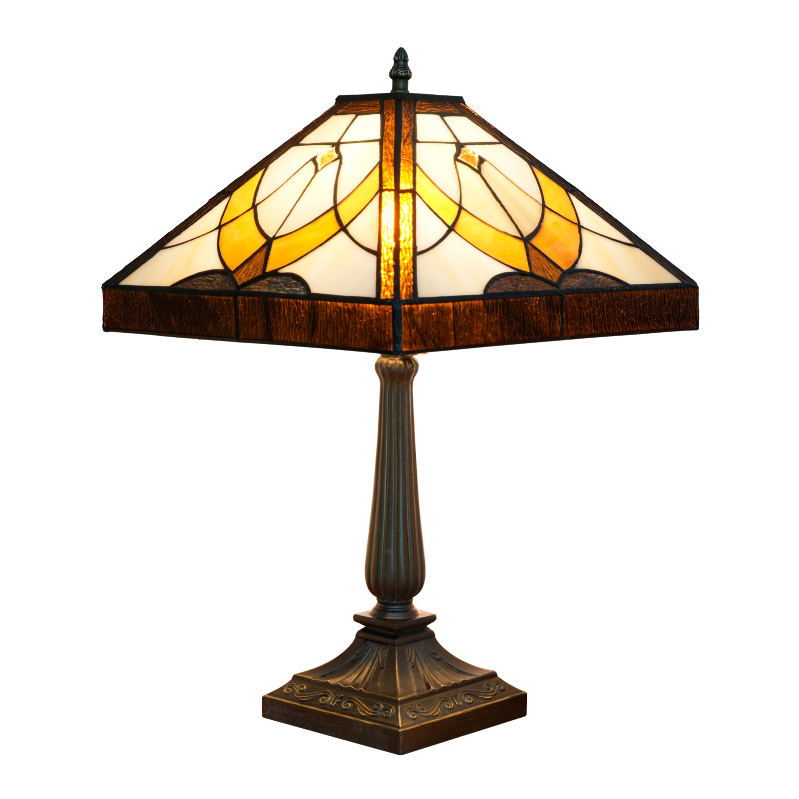 Blivuself Tiffany Style Lamp 16 Inches Retro Warm Atmosphere To Create A Bedside Lamp Brown Handmade Stained Glass Desk Lamp Suitable For Bedroom Dining Room Study Living Room Office And Other Home Classical Arts And Crafts OFT1369