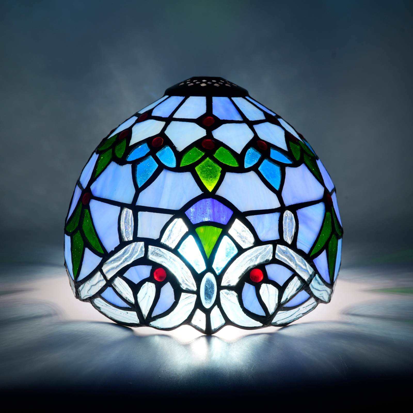 Tiffany lampshade blue water pattern baroque stained glass lampshade small hole handmade suitable table lamp pendant lamp and other retro furniture replacement lampshade (8 inch)DZ08085X