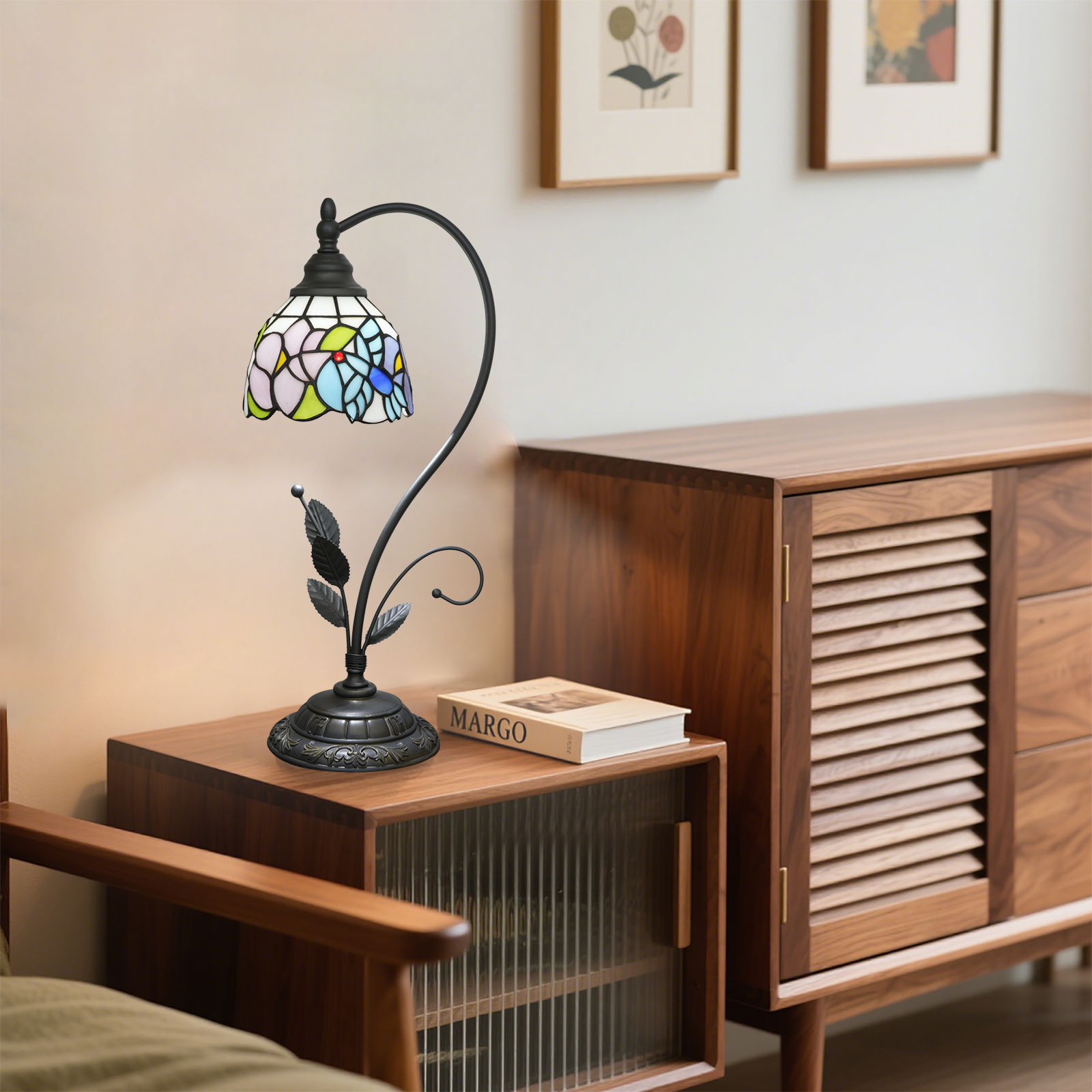 Blivuself Tiffany Lamp Blue Bird Stained Glass Lamp Bedside Lamp Adapter Bedroom Dorm Study Restaurant Restoring Ancient Ways, Restore Ancient Ways Classical Household Adornment Art (6 Inch OFU1342)