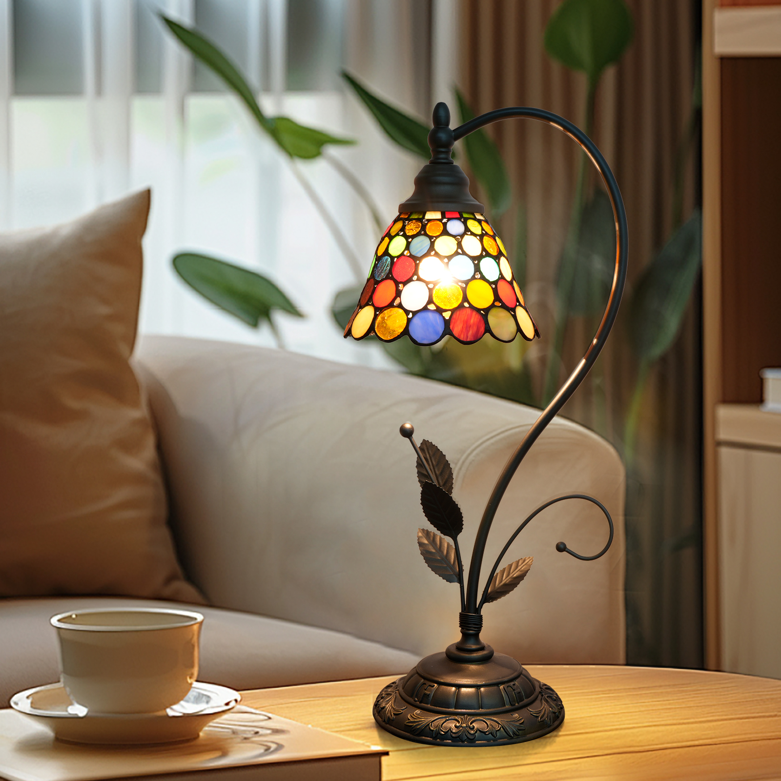 Blivuself Tiffany Lamp Stained Glass Lamp Dazzle Colour Wafer Restoring Ancient Ways Is The Head Of A Bed Lamp Adapter Restoring Ancient Ways Such As Household Adornment Bedroom Dorm Study Restaurant Classical Art (6 Inch OFU1346)