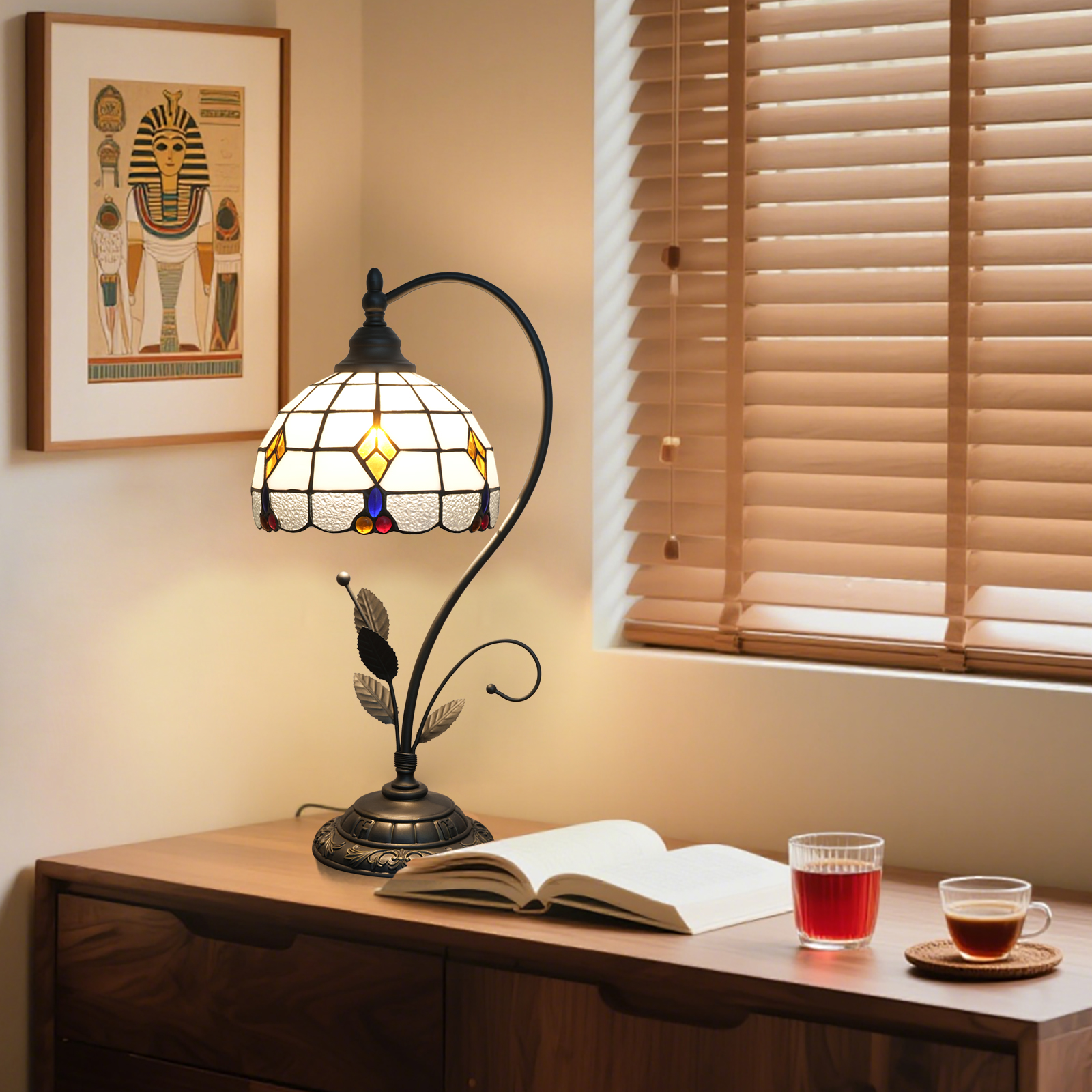 Blivuself Tiffany Lamp Stained Glass Lamp Iridescence Diamond Restoring Ancient Ways Is The Head Of A Bed Lamp Restaurant Bedroom Dorm Study Classical Art Restoring Ancient Ways Such As Home Outfit OFU1363 (8 Inches)