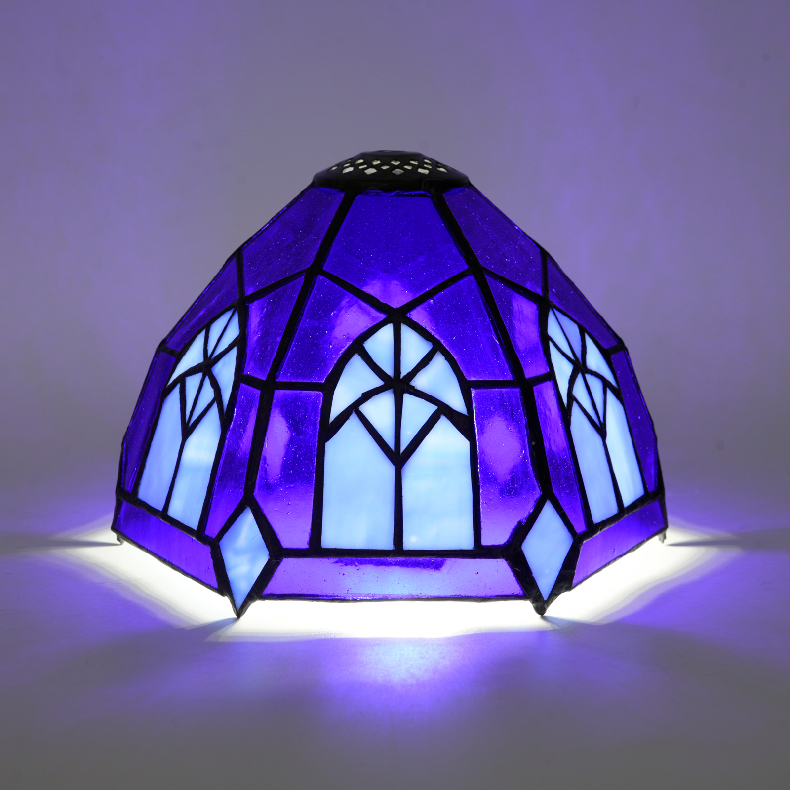 欧琈蒂芙尼风格8寸蓝色哥特式手工创意彩色玻璃灯罩适用于台灯吊灯等传统风格家装古典艺术工艺DZ08086X