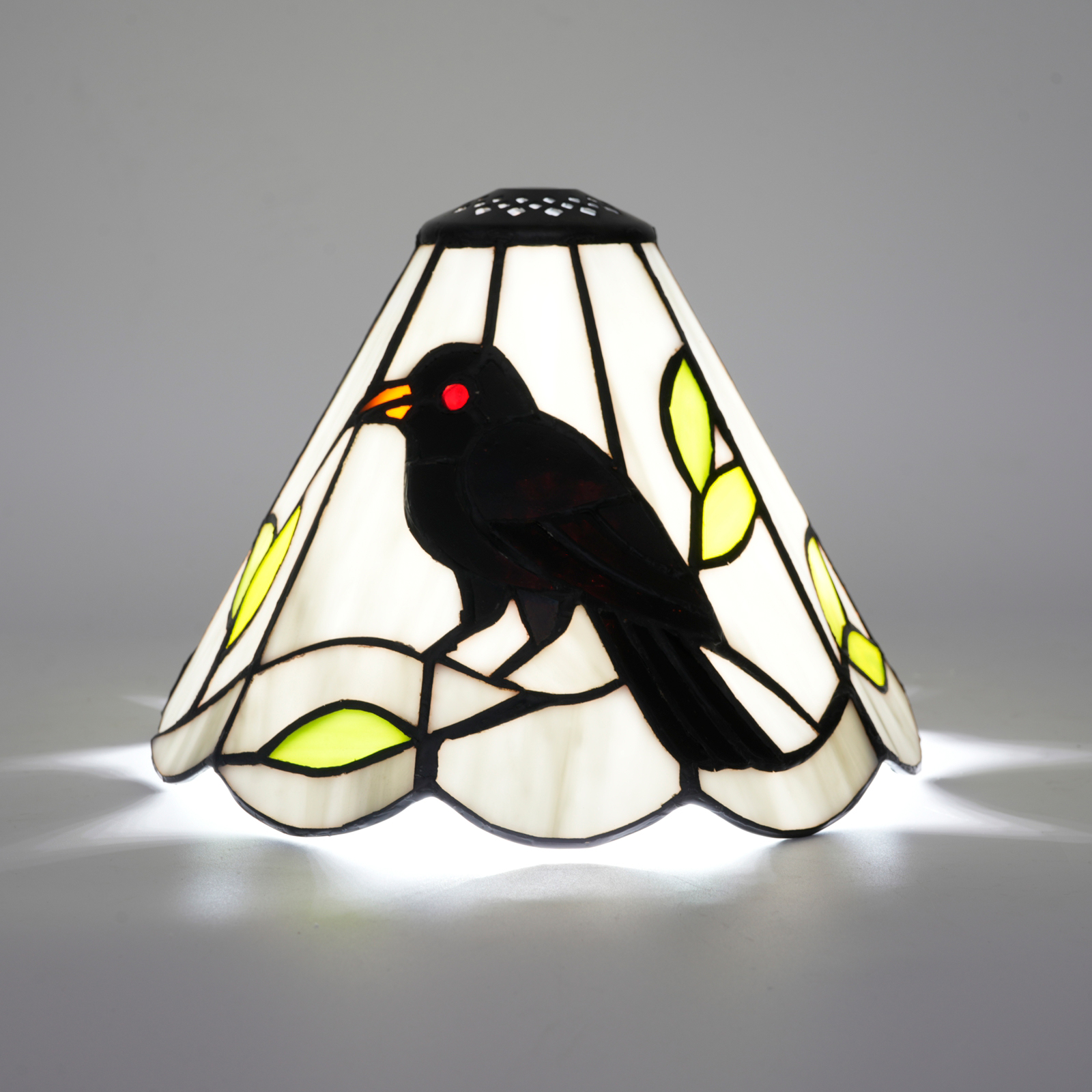 欧琈蒂凡尼风格8寸黑色乌鸦手工创意彩色玻璃灯罩适配台灯吊灯等传统风格家居装饰古典艺术工艺DZ08087X