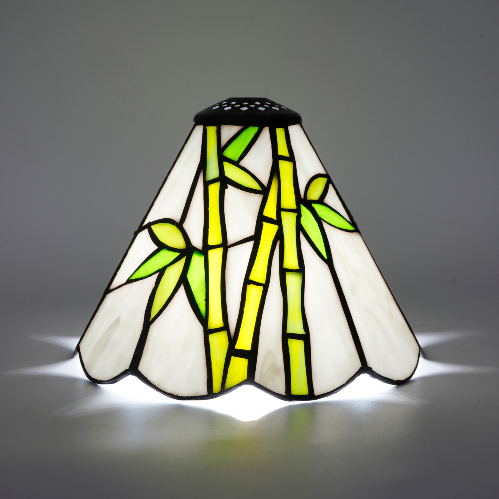 欧琈蒂芙尼风格8寸手工创意绿色竹子彩色玻璃灯罩适用于台灯吊灯等传统风格家居装饰古典艺术工艺DZ08088X