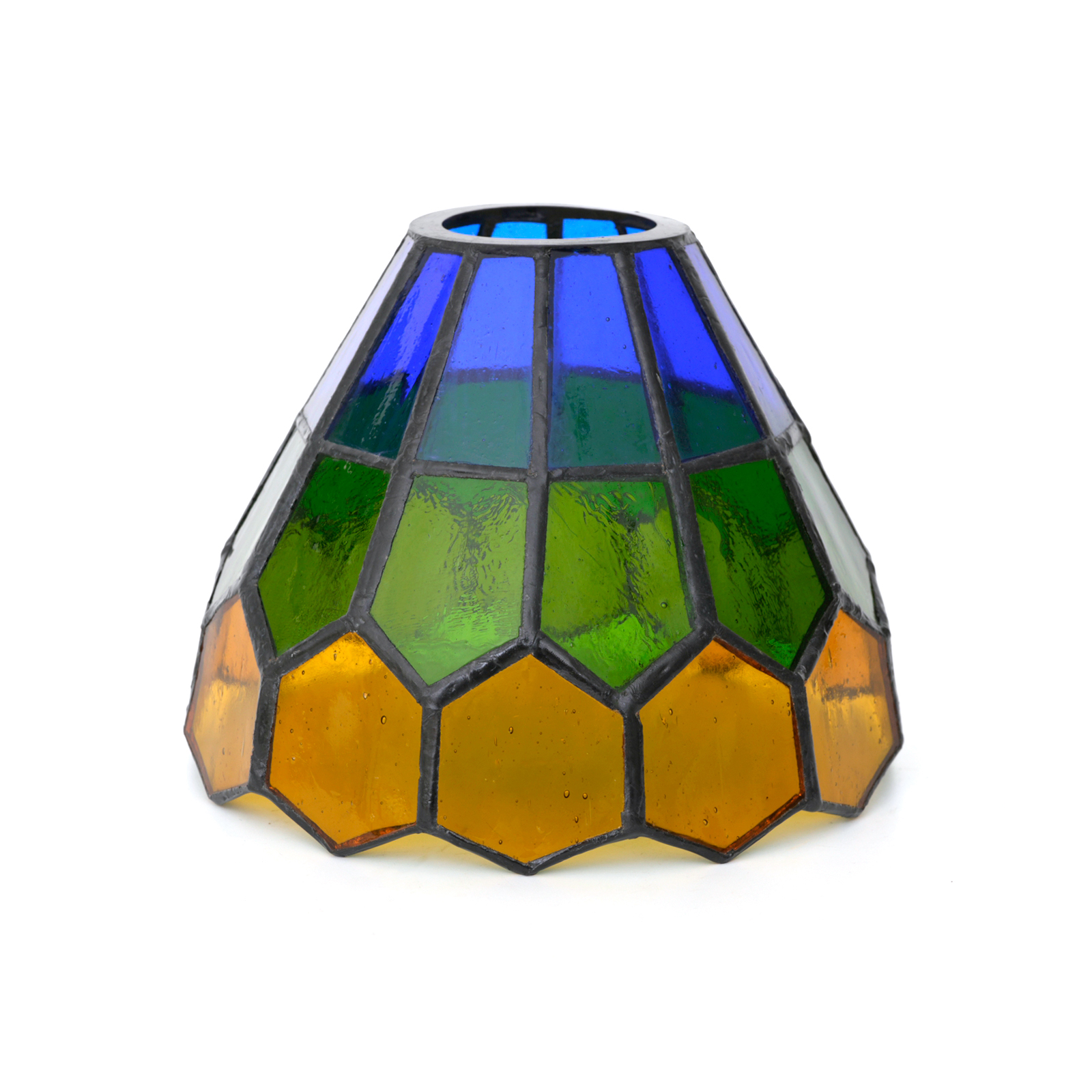 Blivuself Tiffany Style Handmade Creative  Stained Glass Lampshade 6 Inch Hexagonal Transparent Plate For Traditional Retro Style Home Decoration Classical Art Craft (Large Mouth)OFL230D