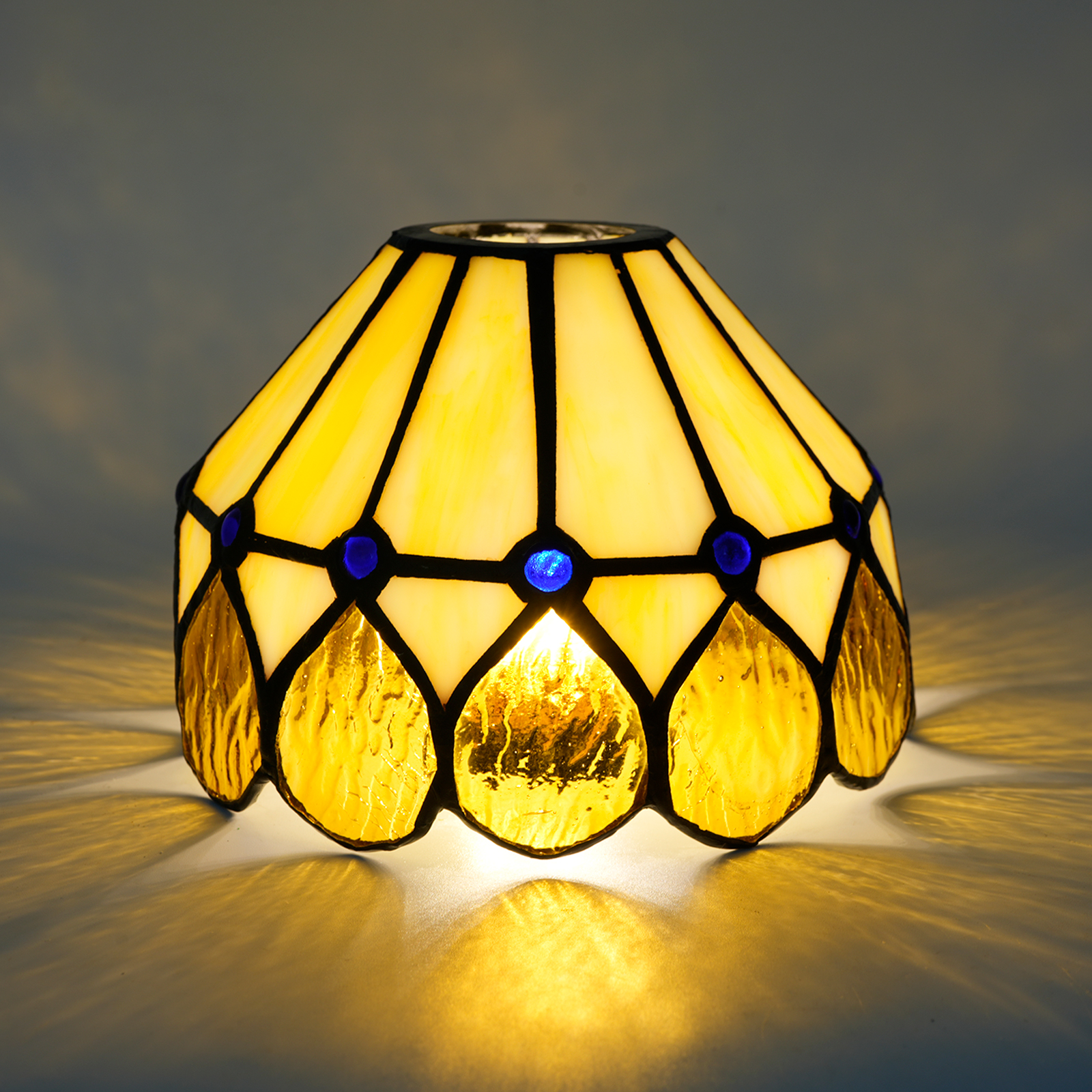 Blivuself Tiffany Style Handcrafted Creative Stained  Glass Lampshade 6-Inch Brown Water Drop Suitable For Traditional Retro Style Home Decoration Classical Art Craftsmanship (Large Mouth) OFL232D