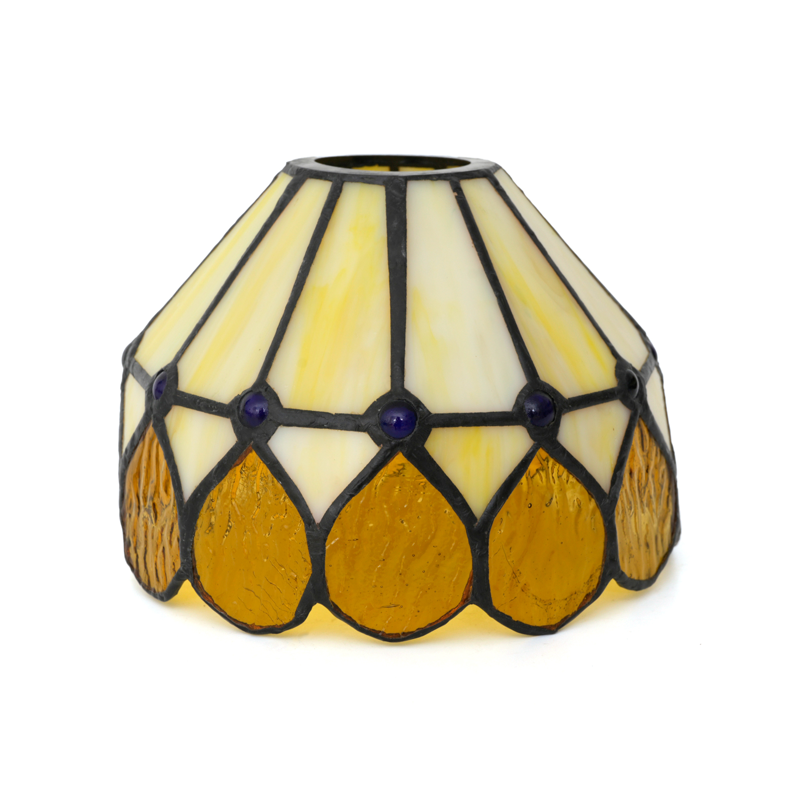 Blivuself Tiffany Style Handcrafted Creative Stained  Glass Lampshade 6-Inch Brown Water Drop Suitable For Traditional Retro Style Home Decoration Classical Art Craftsmanship (Large Mouth) OFL232D