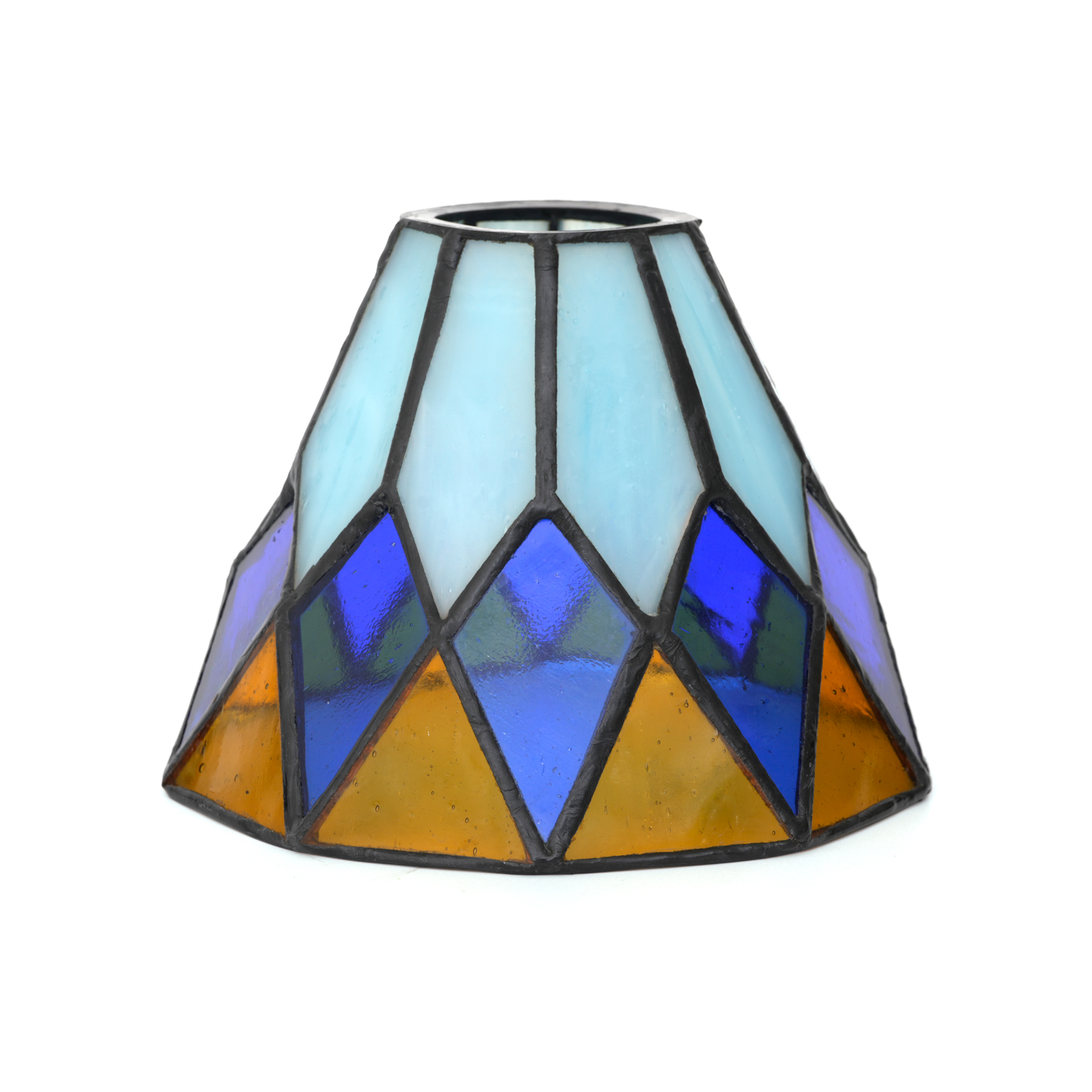 Blivuself Tiffany Style Handmade Creative Stained Glass Lampshade 6 Inch Blue Through Diamond Fit For Traditional Retro Style Home Decoration Classical Art Craft (Big Mouth) OFL233D