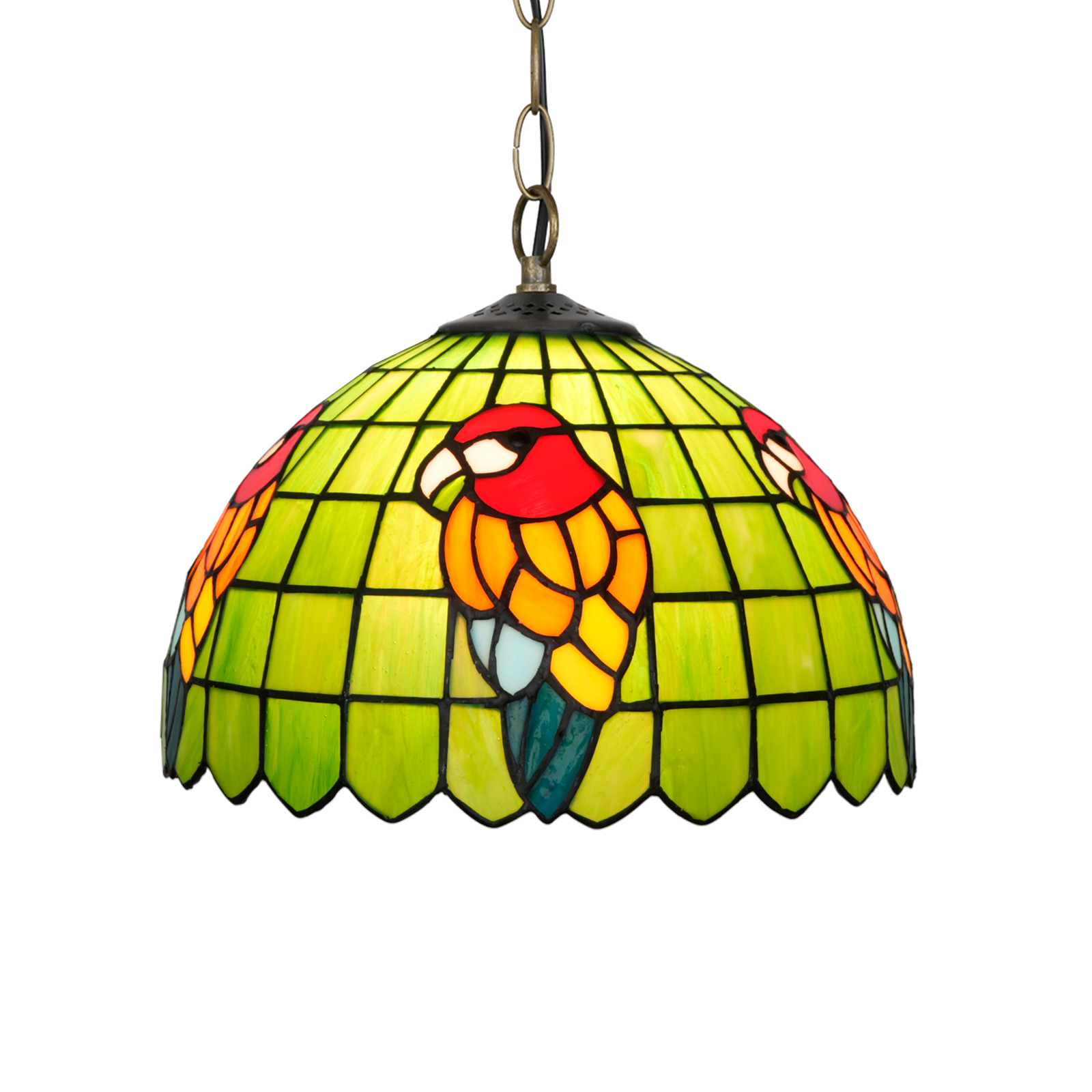 Blivuself Tiffany Style Handmade Creative Stained Glass Chandelier 12 Inch Green Bottom Parrot Adapted To The Bedroom Dormitory Living Room Dining Room Traditional Retro Style Home Decoration Classical Art OFP1369