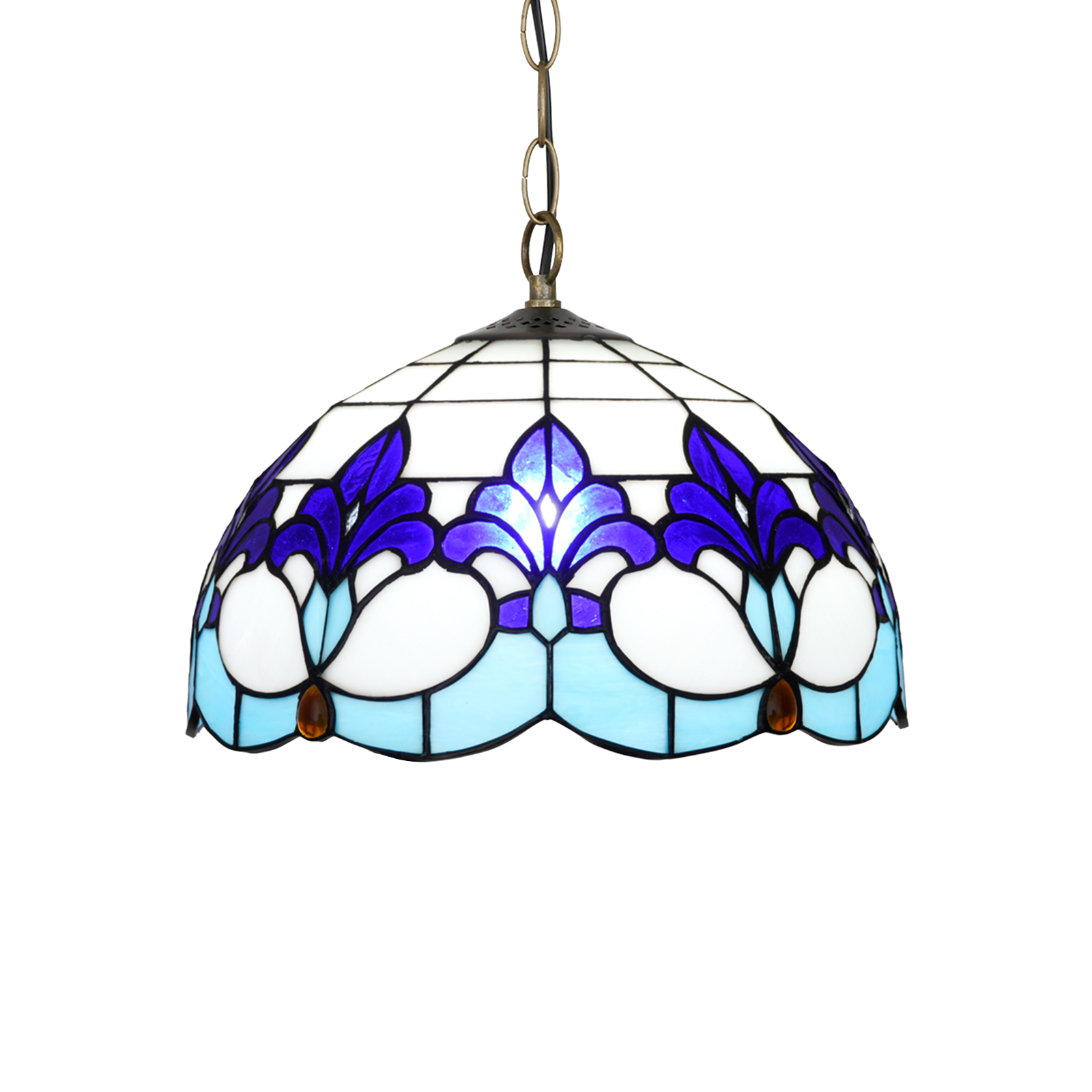 Blivuself Tiffany Style Handmade Creative Stained Glass Chandelier 10 Iris Adapted To The Bedroom Dormitory Living Room Dining Room Traditional Retro Style Home Decoration Classical Art OFP1386