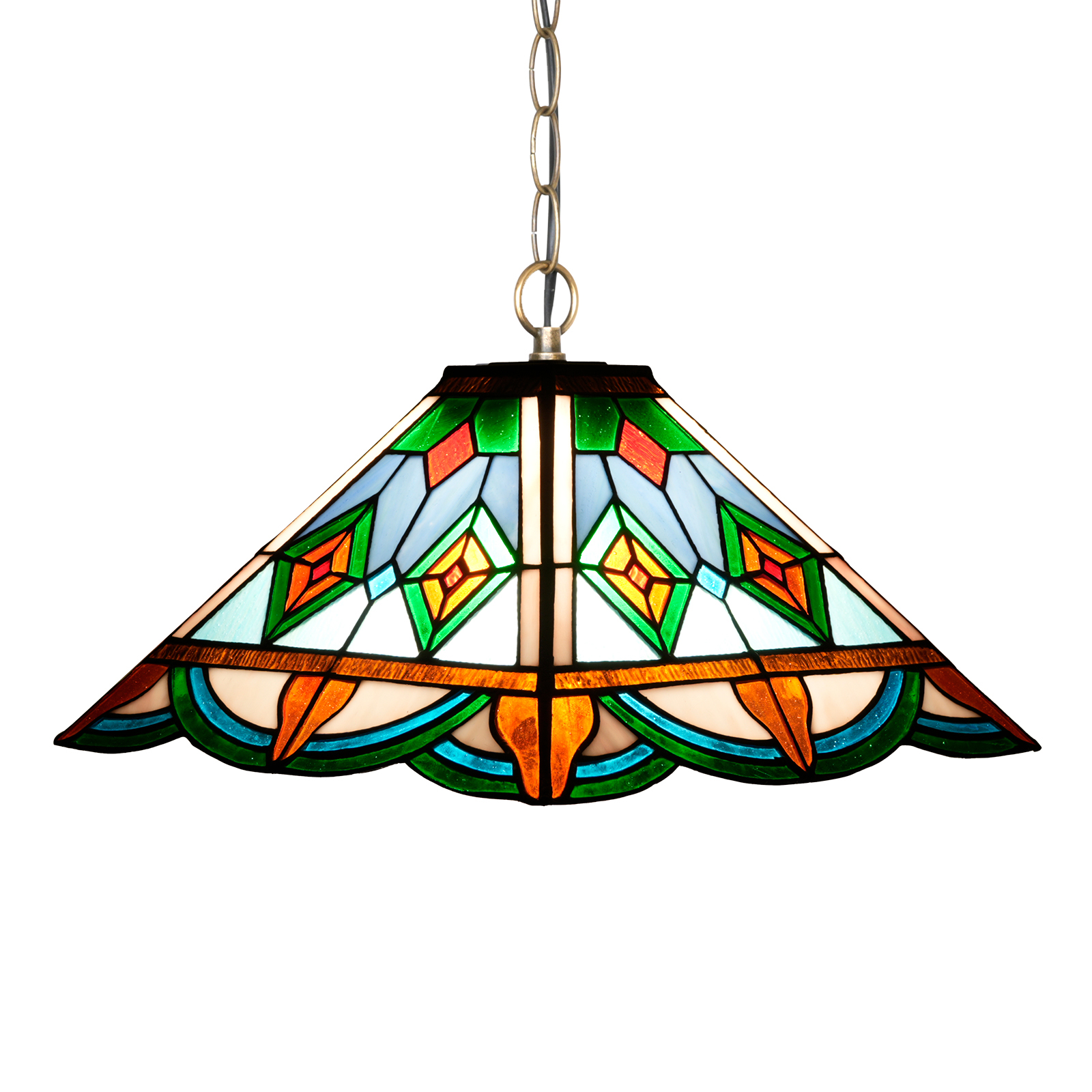 Blivuself Tiffany Style Handmade Creative Stained Glass Chandelier 16 Inches Green Peacock Back Shaped Square Lamp Suitable For Bedroom Dormitory Living Room Dining Room Traditional Retro Style Home Decoration Classical Art OFP1405