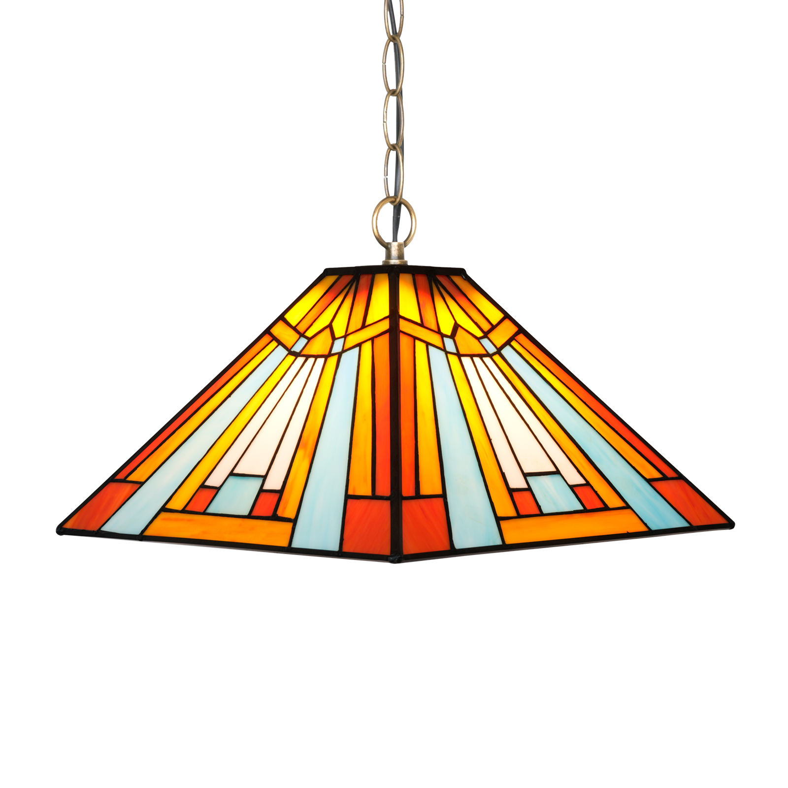 Blivuself Tiffany Style Handmade Creative Stained Glass Chandelier 16 Inch Color Square Light Fit Bedroom Dormitory Living Room Dining Room Traditional Retro Style Home Decoration Classical Art Craft OFP1408