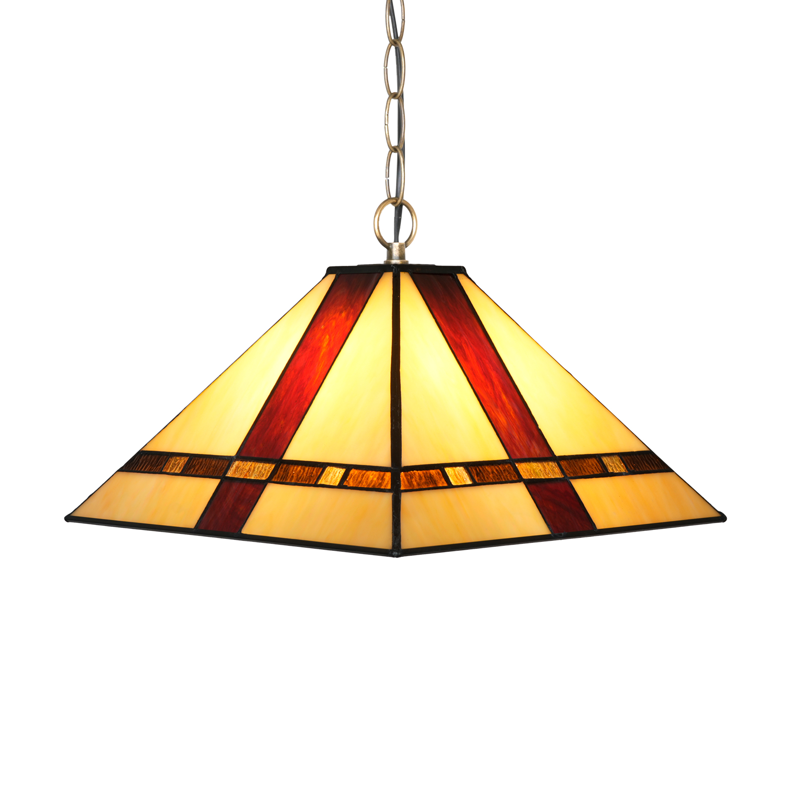 Blivuself Tiffany Style Handmade Creative Stained Glass Chandelier 16 Inches Warm Red Square Lamp Suitable For Bedroom Dormitory Living Room Dining Room Traditional Retro Style Home Decoration Classical Art OFP1410