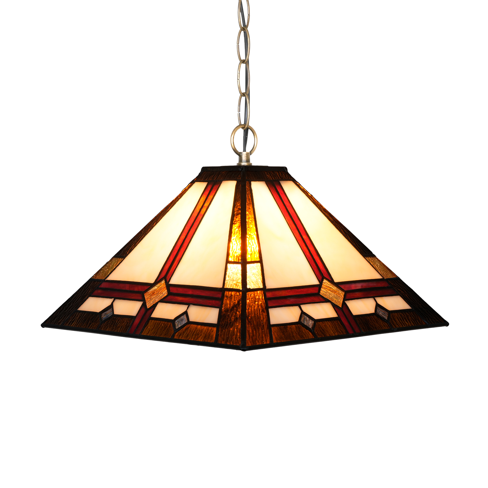 Blivuself Tiffany Style Handmade Creative Stained Glass Chandelier 16 Inches Brown 83g Square Lamp Suitable For Bedroom Dormitory Living Room Dining Room Traditional Retro Style Home Decoration Classical Art OFP1411