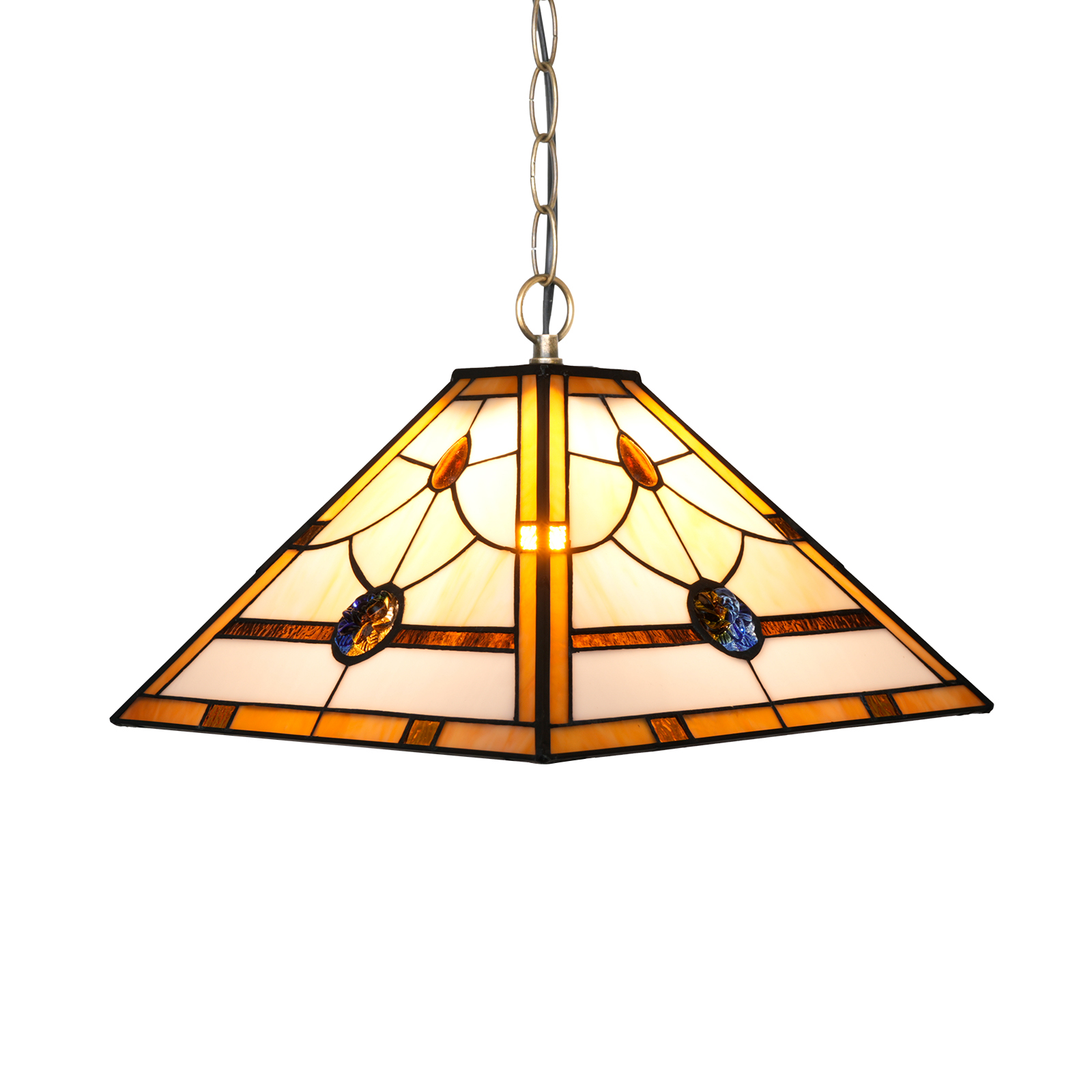 Blivuself Tiffany Style Handmade Creative Stained Glass Chandelier 16 Inch Rose Beads Square Lamp Bedroom Dormitory Living Room Dining Room Traditional Retro Style Home Decoration Classical Art OFP1415