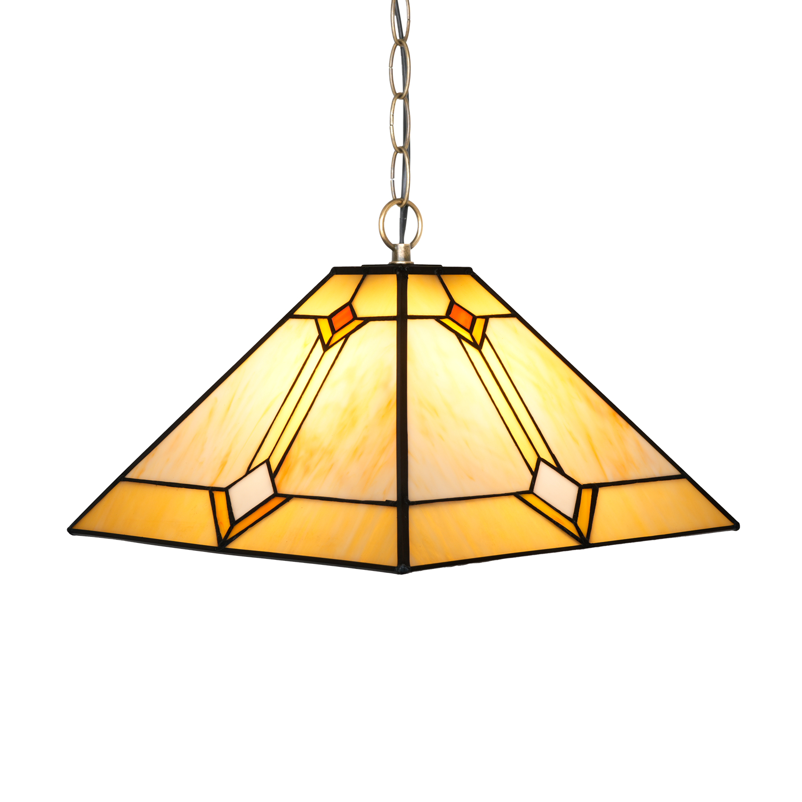 Blivuself Tiffany Style Handmade Creative Stained Glass Chandelier 16 Inches Warm Yellow Square Lamp Suitable For Bedroom Dormitory Living Room Dining Room Traditional Retro Style Home Decoration Classical Art OFP1413