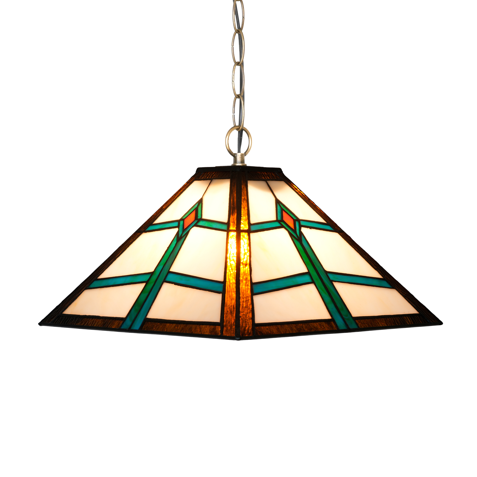 Blivuself Tiffany Style Handmade Creative Stained Glass Chandelier 16 Inch Green Square Lamp Suitable For Bedroom Dormitory Living Room Dining Room Traditional Retro Style Home Decoration Classical Art OFP1414