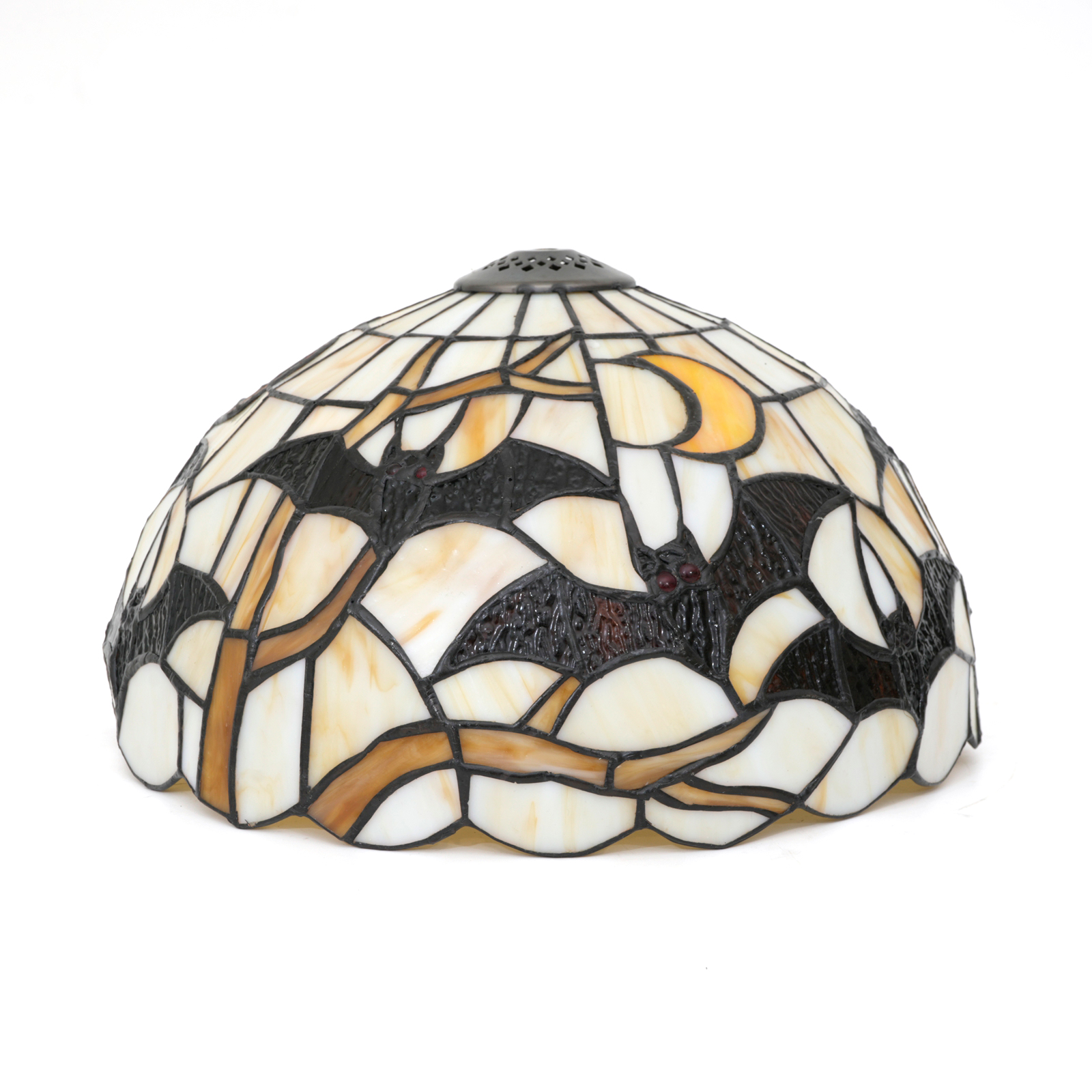 Blivuself 12 Inch Tiffany Style Bat & Moon Stained Glass Lamp Shade, Gothic Halloween Dome Replacement Lampshade, Handcrafted Night Scene Glass Cover for Table Lamps, Pendant Lights & Wall Sconces, Vintage Spooky Home Decor DZ12054X