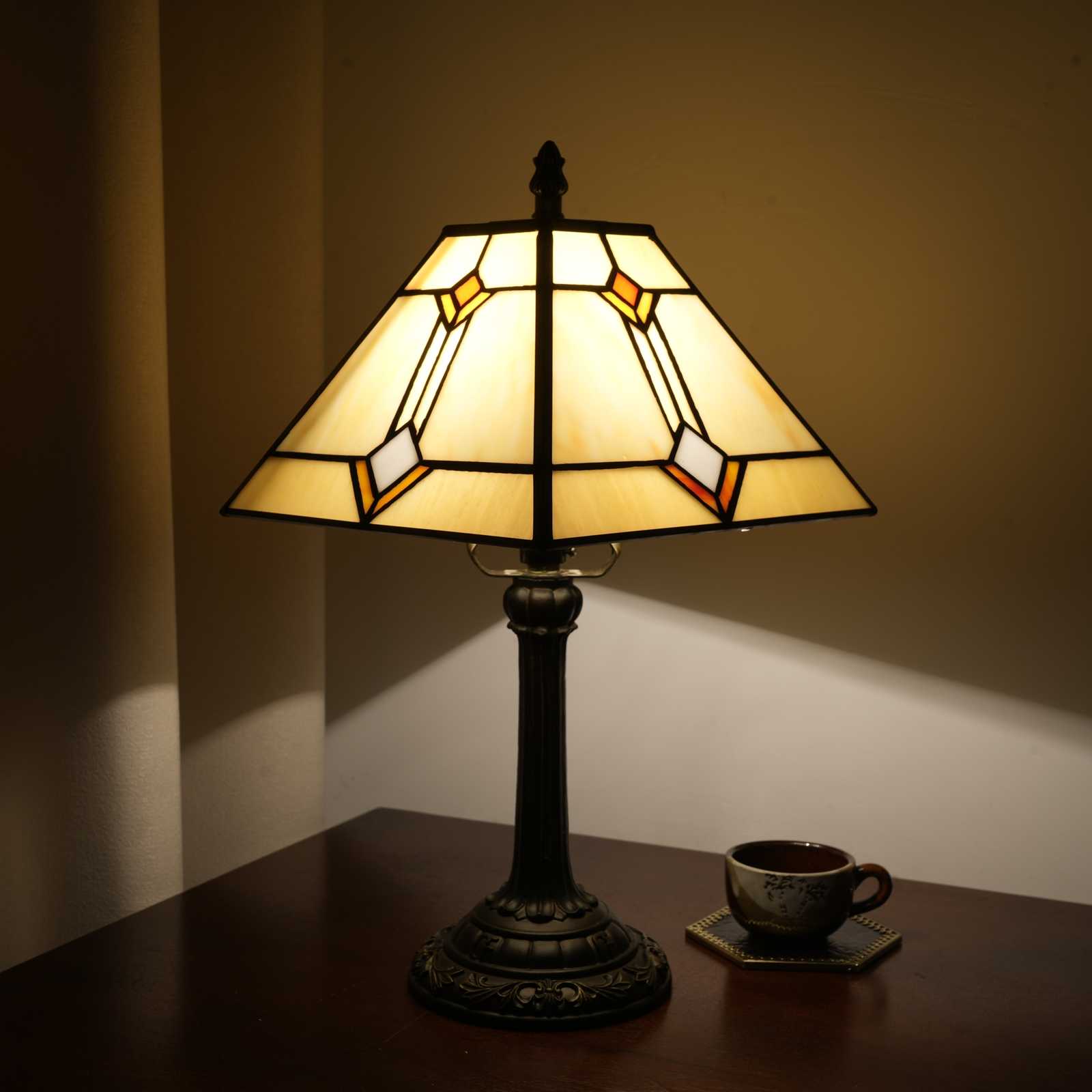 Blivuself A Warm Yellow Handcrafted Table Lamp In The Style Of Ancient Tiffany, With 20cm Of Stained Glass, Illuminates A Cozy And Artistic Corner, Suitable For Home Decoration Art In Bedrooms, Dormitories, Living Rooms, Etc（OFU1235）