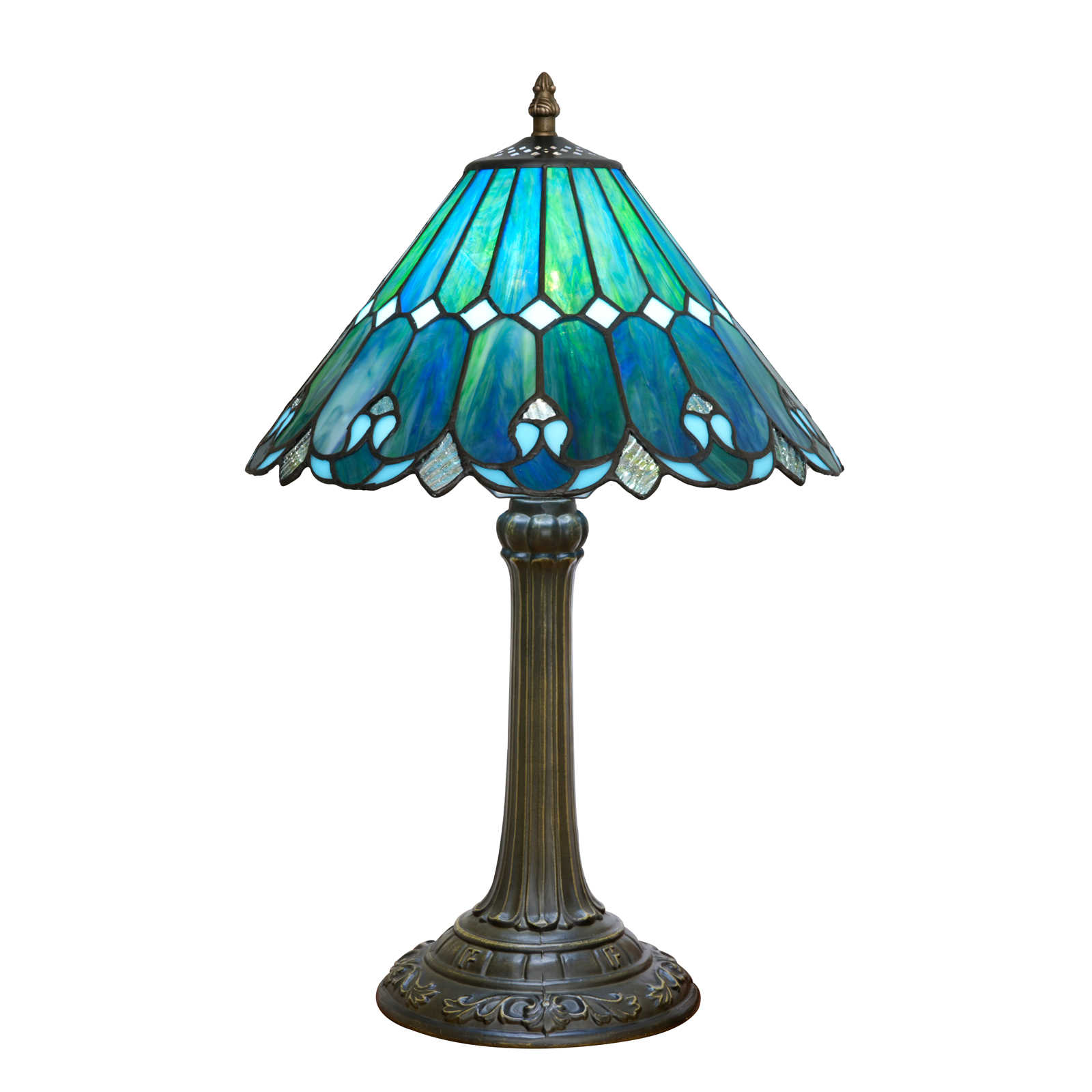 Blivuself Tiffany Table Lamp 12 Inch Stained Glass Table Lamp Blue Umbrella Warm Color Reading Lamp Suitable For Bedrooms Dormitory Dining Room And Other Tiffany Retro Style Classical Art Home Decoration Art（OFT1356）