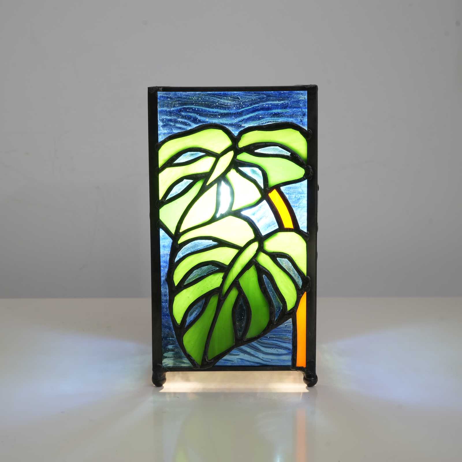 Blivuself Tiffany Style Turtle-Back Bamboo Square Night Light, Illuminating The Natural Artistic Atmosphere Of The Night, Handcrafted, With A Stained  Glass Lampshade, Suitable For Home Decoration Art In Bedrooms, Dormitories, Reading Corners, Etc（OFU1228）