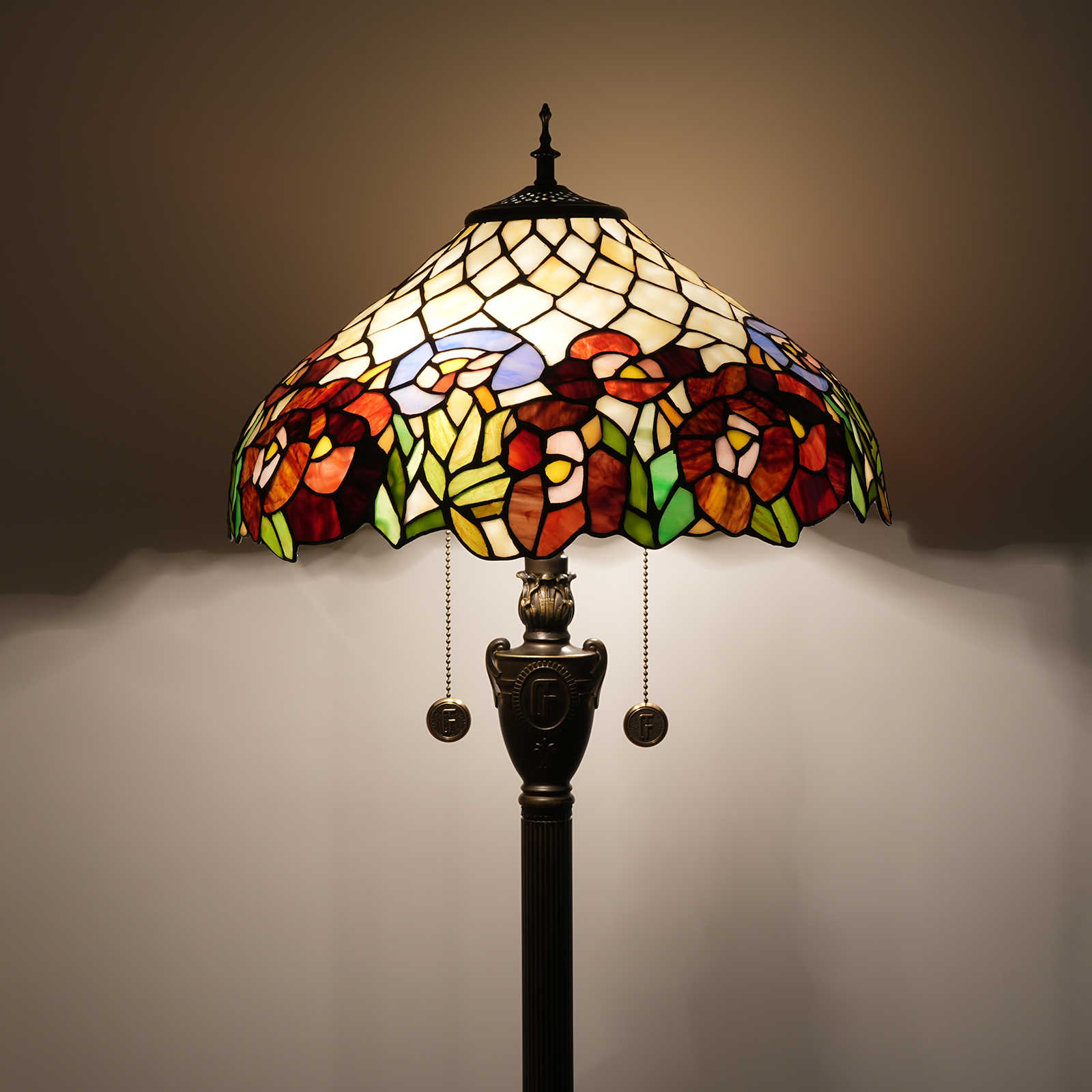 Blivuself Tiffany Floor Lamp European And American Garden Style 16 Inch Clematis Hand-Made  Stained  Glass Lamp Shade, Indoor Lighting Reading European Vintage Style Home Decoration For Bedroom Living Room Office Study And Other 16 Inch Clematis-OF Floor Lamp OFN35