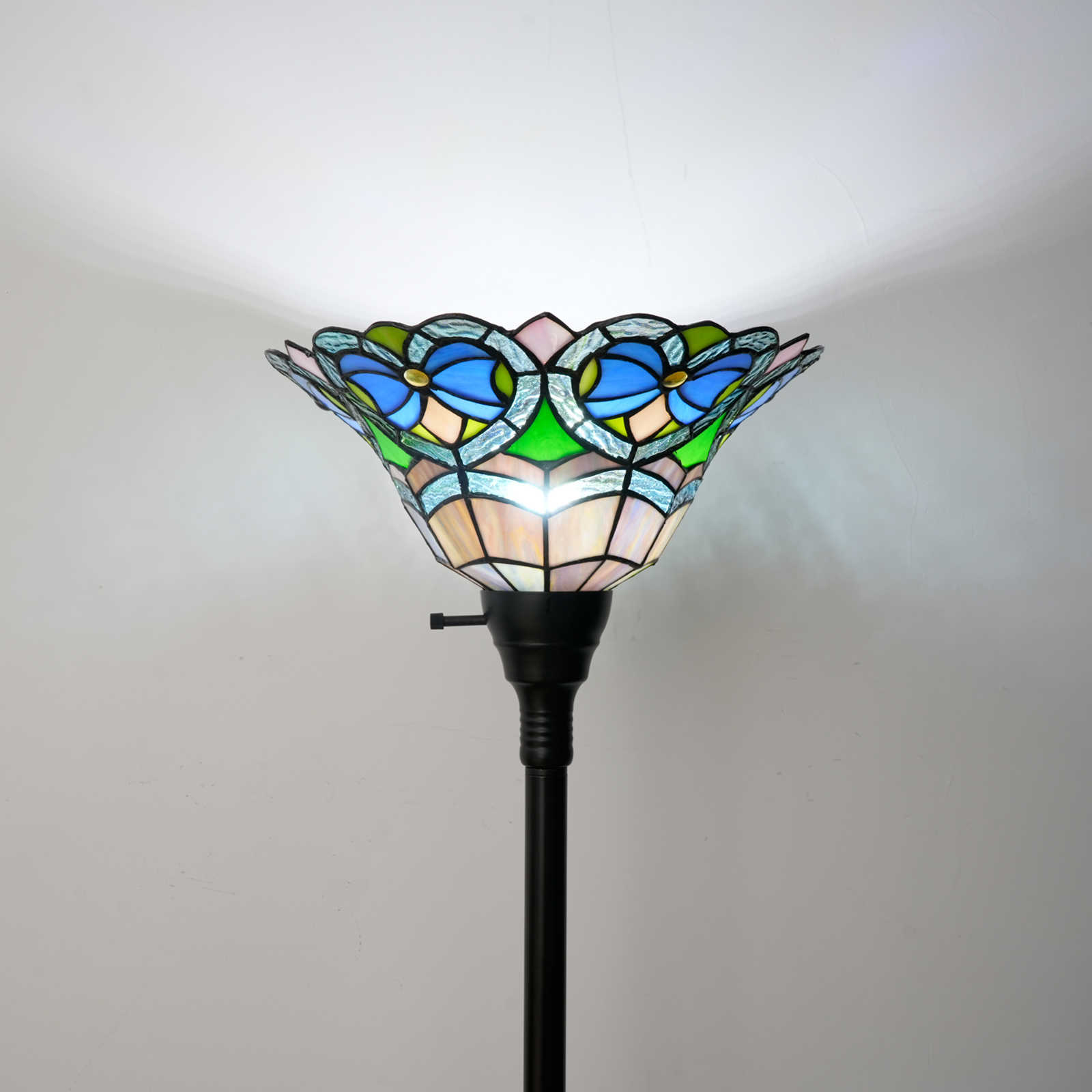 Blivuself Tiffany Floor Lamp 12-Inch Stained Glass Lamp Bow Upturning Floor Lamp Resin Base Upright Classic Floor Lamp For Bedroom Dormitory Living Room Dining Room And Study Tiffany Retro Style Classical Art Furniture Decoration (OFHY05)