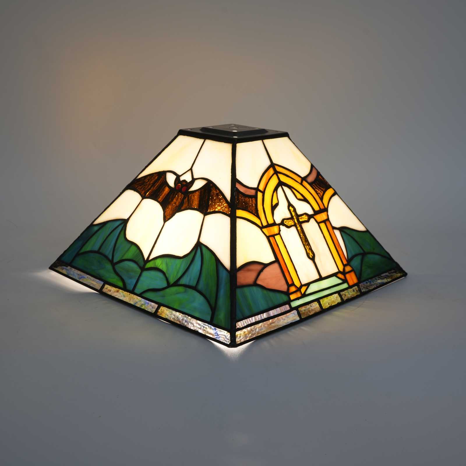 Blivuself Tiffany Lampshade 12 Inch Gothic Dark Church Hand-Welded Stained Glass Lampshade All Saints' Secret Room Dark Wind Small Art Glass Accessories Replacement Lampshade For Desk Lamp Ceiling Lamp Floor Lamp Chandelier DZ12060X