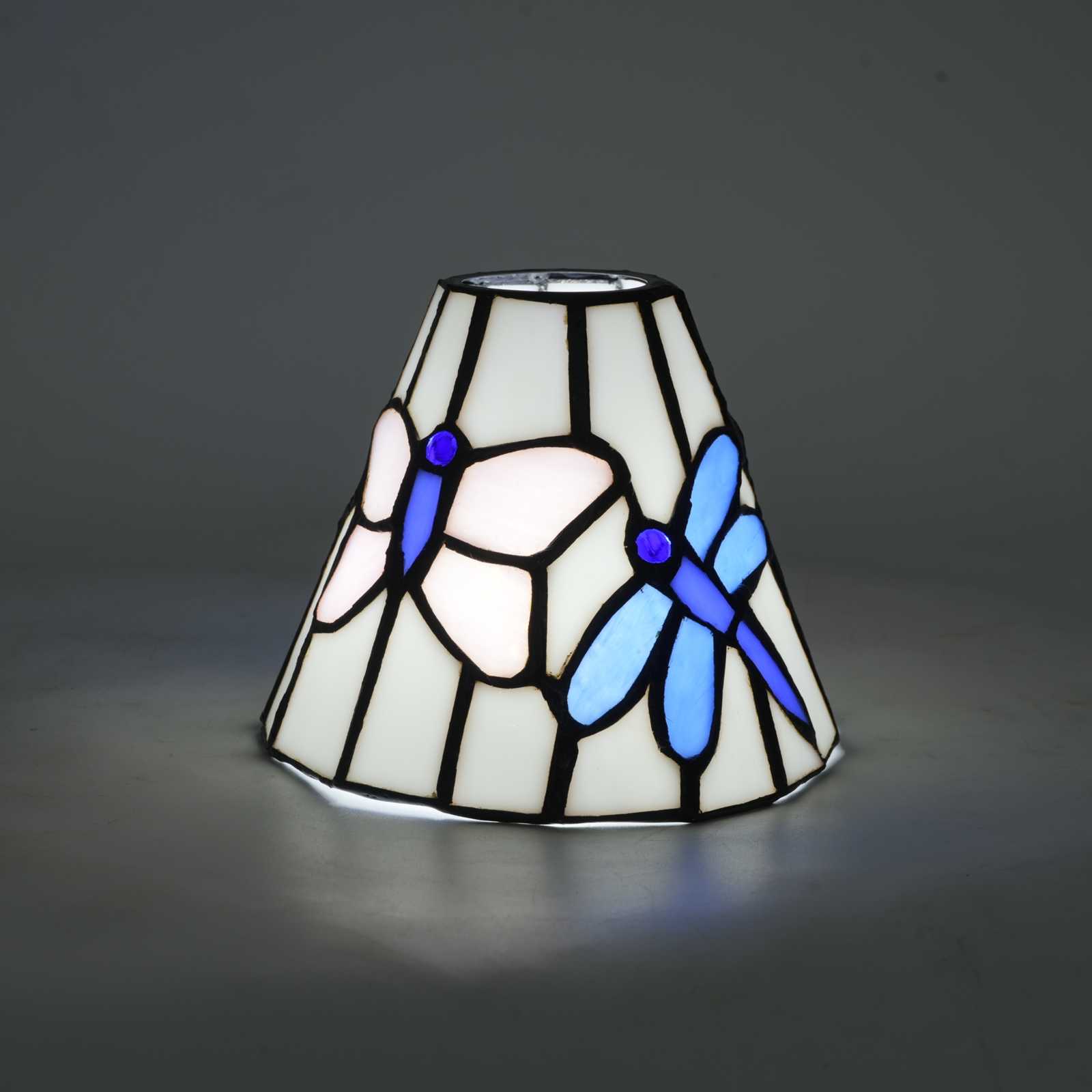 Blivuself Tiffany Lampshade 6 Inch Pink Blue Dragonfly Mini Hand-Welded Stained-Glass Lampshade Children'S Room Bedroom Gentle Healing Lamp Fittings Replacement Lampshade Used For Table Lamp Ceiling Lamp Wall Lamp Chandelier OFL239D