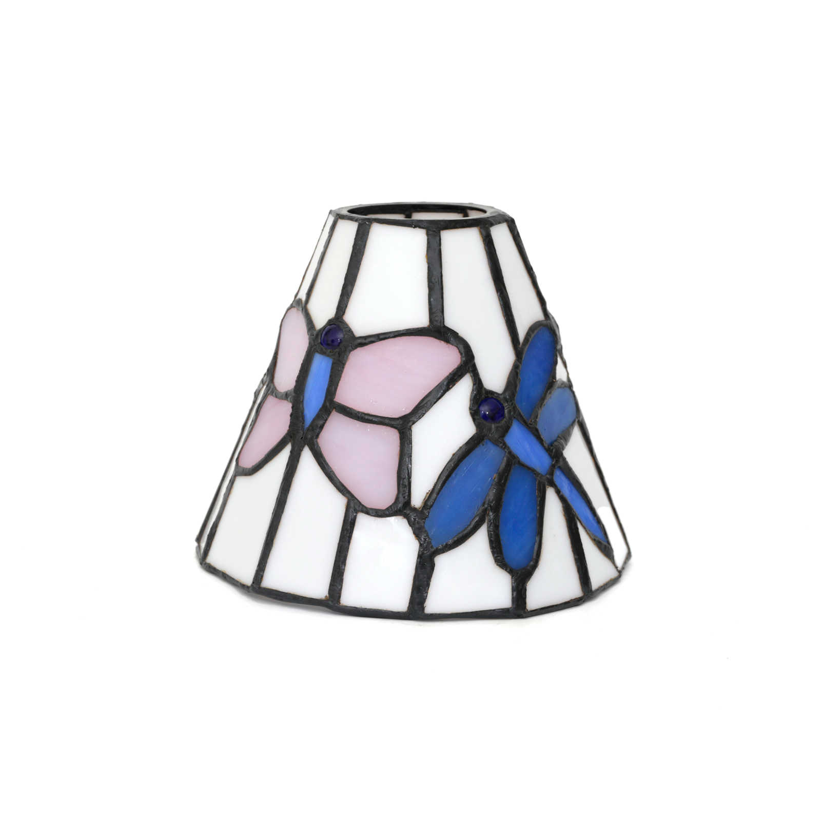 Blivuself Tiffany Lampshade 6 Inch Pink Blue Dragonfly Mini Hand-Welded Stained-Glass Lampshade Children'S Room Bedroom Gentle Healing Lamp Fittings Replacement Lampshade Used For Table Lamp Ceiling Lamp Wall Lamp Chandelier OFL239D