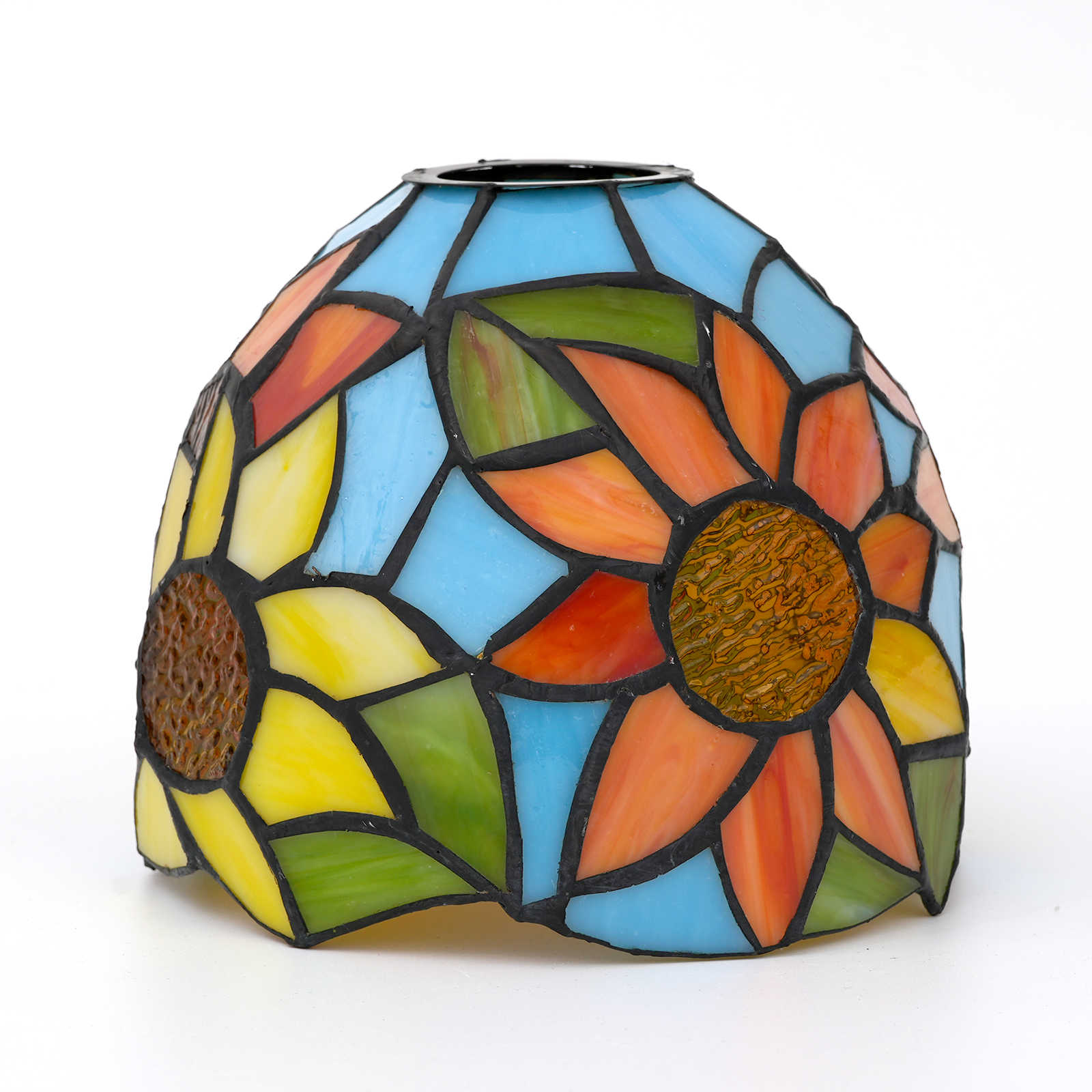 Blivuself Tiffany Lampshade Light Blue Sunflower Handmade Stained Glass Replacement Lampshade No Accessories Easy Installation Suitable For Chandelier Wall Lamp And Other Tiffany Style Retro Home Decoration Classic Craft (1pcs) ZB6076