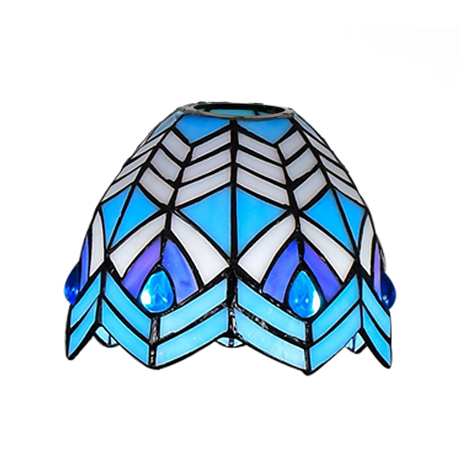 Blivuself Tiffany Lampshade 6 Inch Blue Tail Hand-Welded Stained Glass Lampshade American Country House Antique Wall Lamp Table Lamp Accessories Replacement Lampshade For Table Lamp Ceiling Lamp Wall Lamp Chandelier WX3005