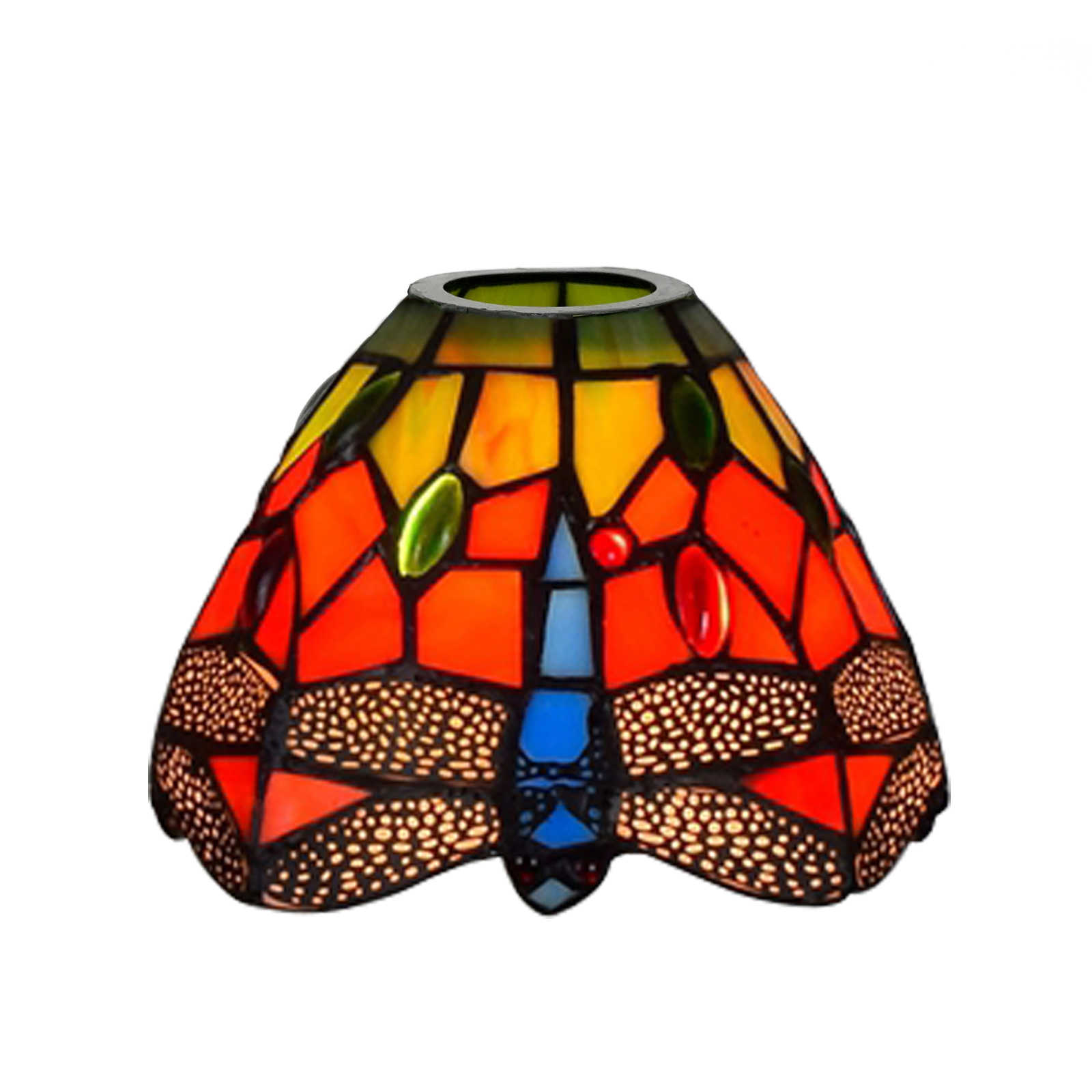Blivuself Tiffany Lampshade Red Dragonfly Handmade Stained Glass Replacement Lampshade No Accessories Easy Installation Suitable For Chandelier Wall Lamp And Other Tiffany Style Retro Home Decoration Classic Craft (1pcs) ZB6073