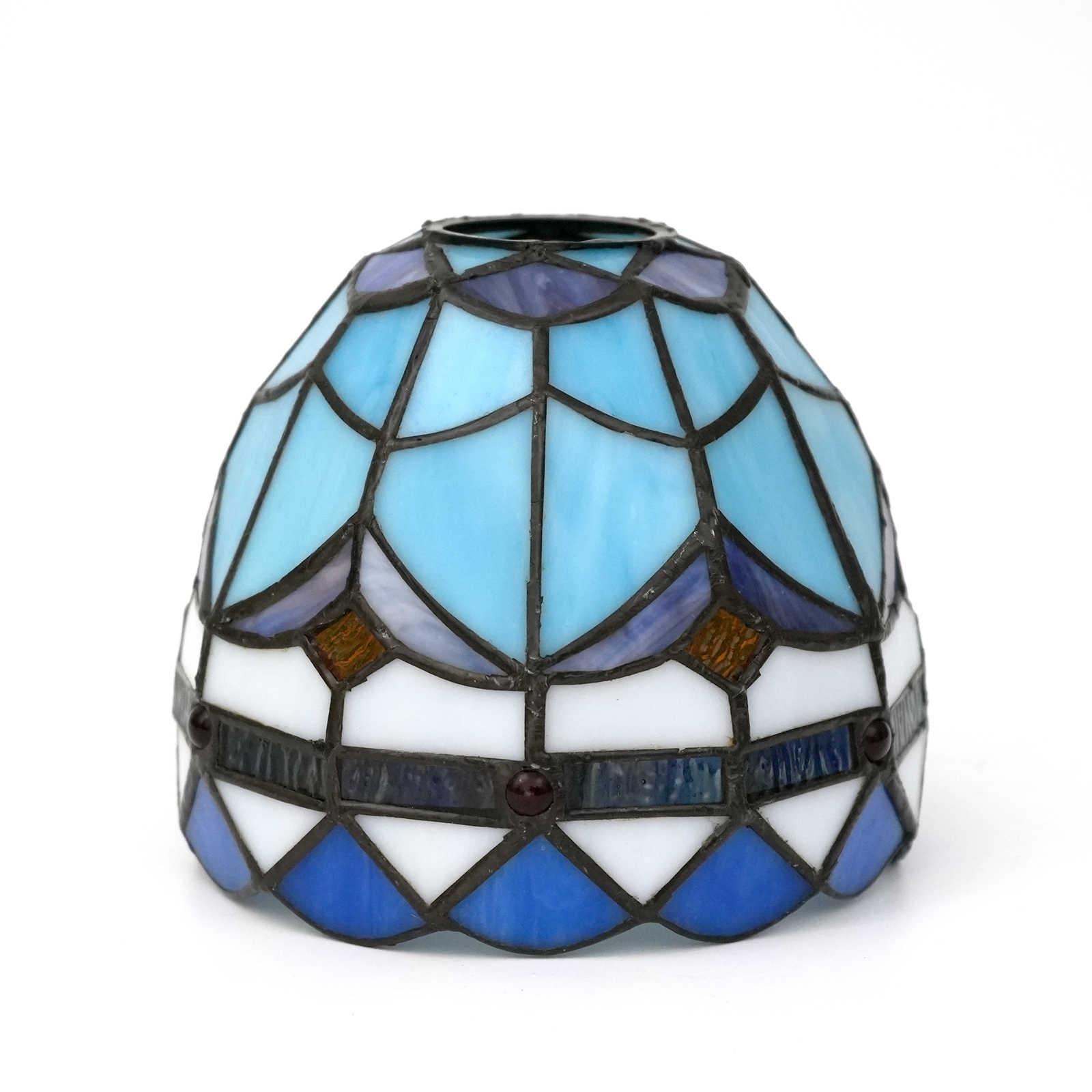 Blivuself Tiffany Lampshade Handmade Stained Glass Blue Feather Replacement Lampshade Without Accessories Easy Installation Adapts Chandelier Wall Lamp And Other Tiffany Style Retro Home Decoration Classical Process (1pcs, Mediterranean-ZB6080)