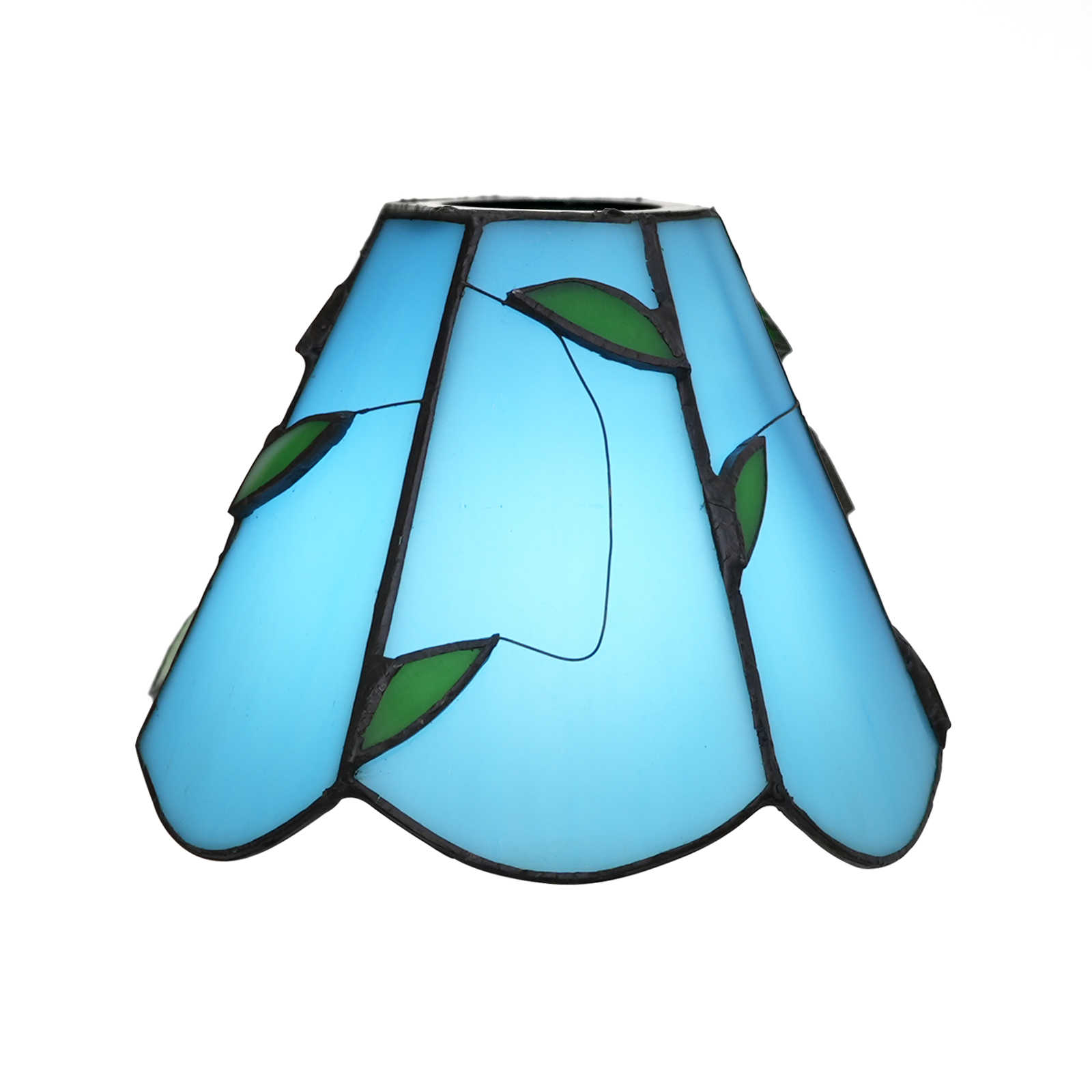 Blivuself Tiffany Lampshade Handmade Stained Glass Blue Leaves Replacement Lampshade Without Accessories Easy To Install, Adapt To Chandeliers, Wall Lamps And Other Tiffany Style Retro Home Decoration Classical Process (1pcs, ZB6006)