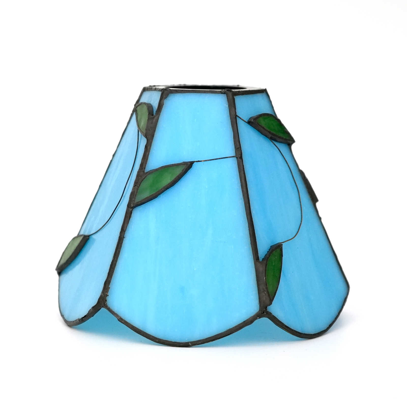 Blivuself Tiffany Lampshade Handmade Stained Glass Blue Leaves Replacement Lampshade Without Accessories Easy To Install, Adapt To Chandeliers, Wall Lamps And Other Tiffany Style Retro Home Decoration Classical Process (1pcs, ZB6006)