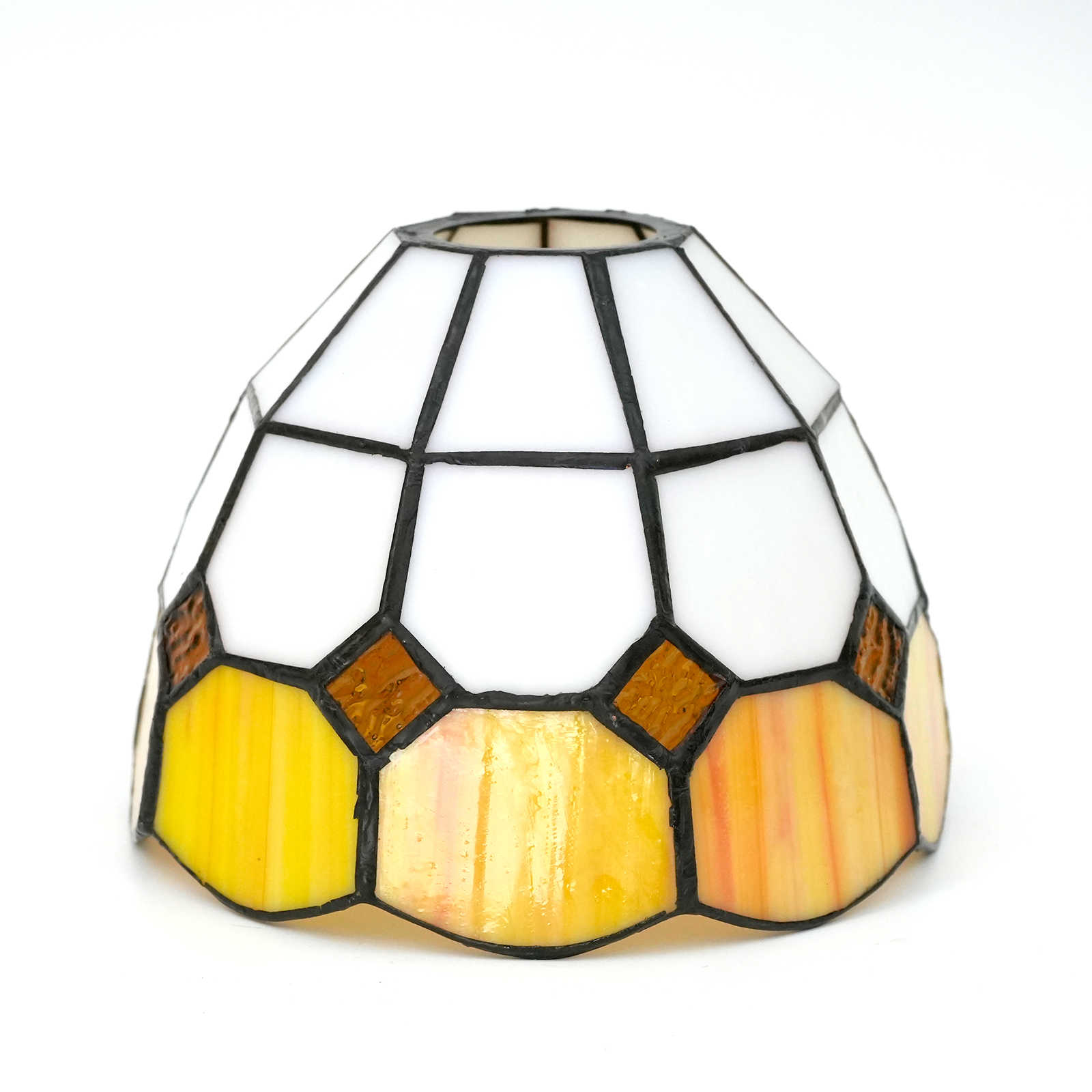 Blivuself Tiffany Lampshade Handmade Stained Glass Lampshade 6 Inch Yellow White Lattice Replacement Lampshade Suitable For Chandelier Wall Lamp And Other Tiffany Style Retro Home Decoration Classic Craft (1pcs, ZB6019)
