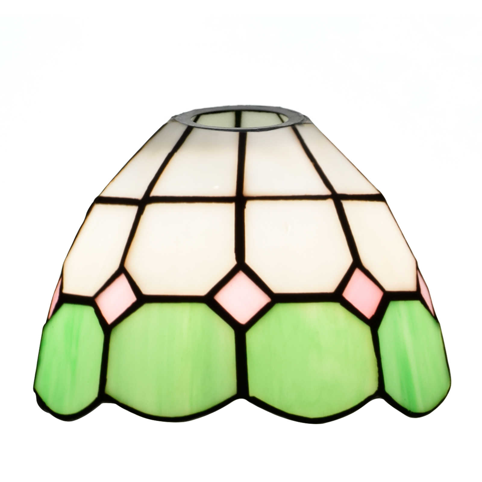 Blivuself Tiffany Lampshade Handmade Stained Glass Lampshade 6 Inch Green White Lattice Replacement Lampshade Suitable For Chandelier Wall Lamp And Other Tiffany Style Retro Home Decoration Classic Craft (1pcs, ZB6018)