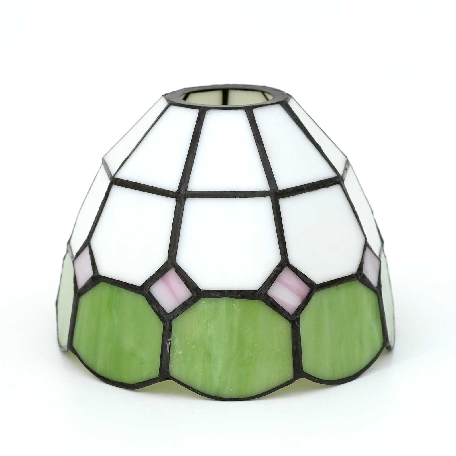 Blivuself Tiffany Lampshade Handmade Stained Glass Lampshade 6 Inch Green White Lattice Replacement Lampshade Suitable For Chandelier Wall Lamp And Other Tiffany Style Retro Home Decoration Classic Craft (1pcs, ZB6018)