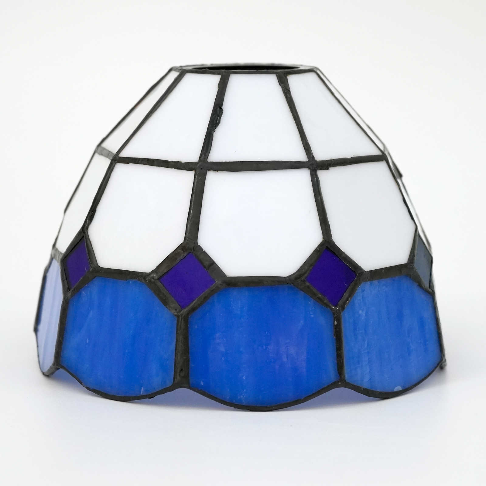 Blivuself Tiffany Lampshade Handmade Stained Glass Lampshade 6 "Blue And White Lattice Replacement Lampshade, Chandelier, Wall Lamp And Other Tiffany Style Retro Home Decoration Classical Craft (1pcs, ZB6017)