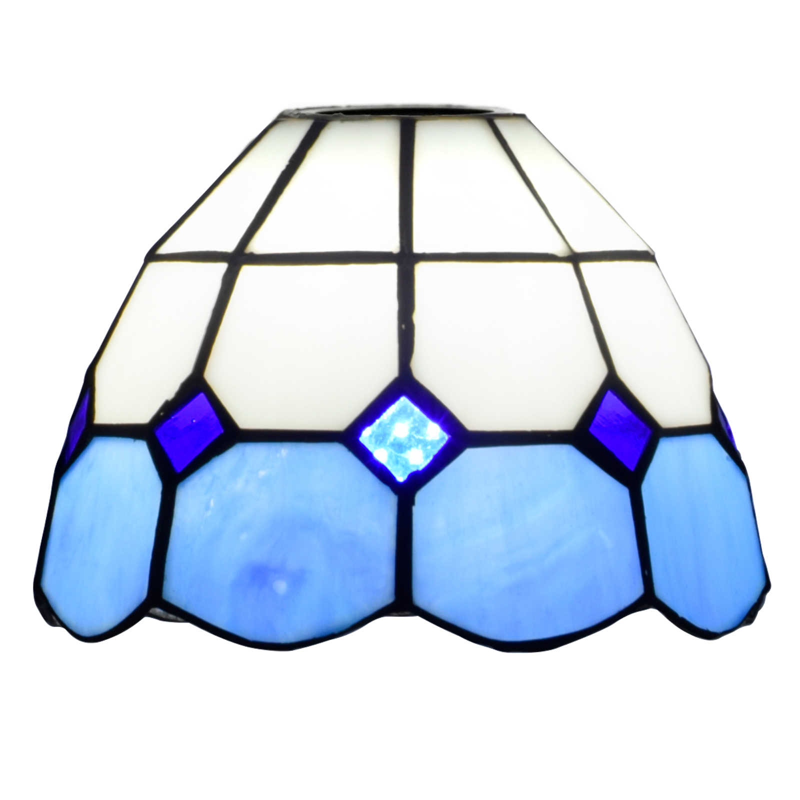 Blivuself Tiffany Lampshade Handmade Stained Glass Lampshade 6 "Blue And White Lattice Replacement Lampshade, Chandelier, Wall Lamp And Other Tiffany Style Retro Home Decoration Classical Craft (1pcs, ZB6017)