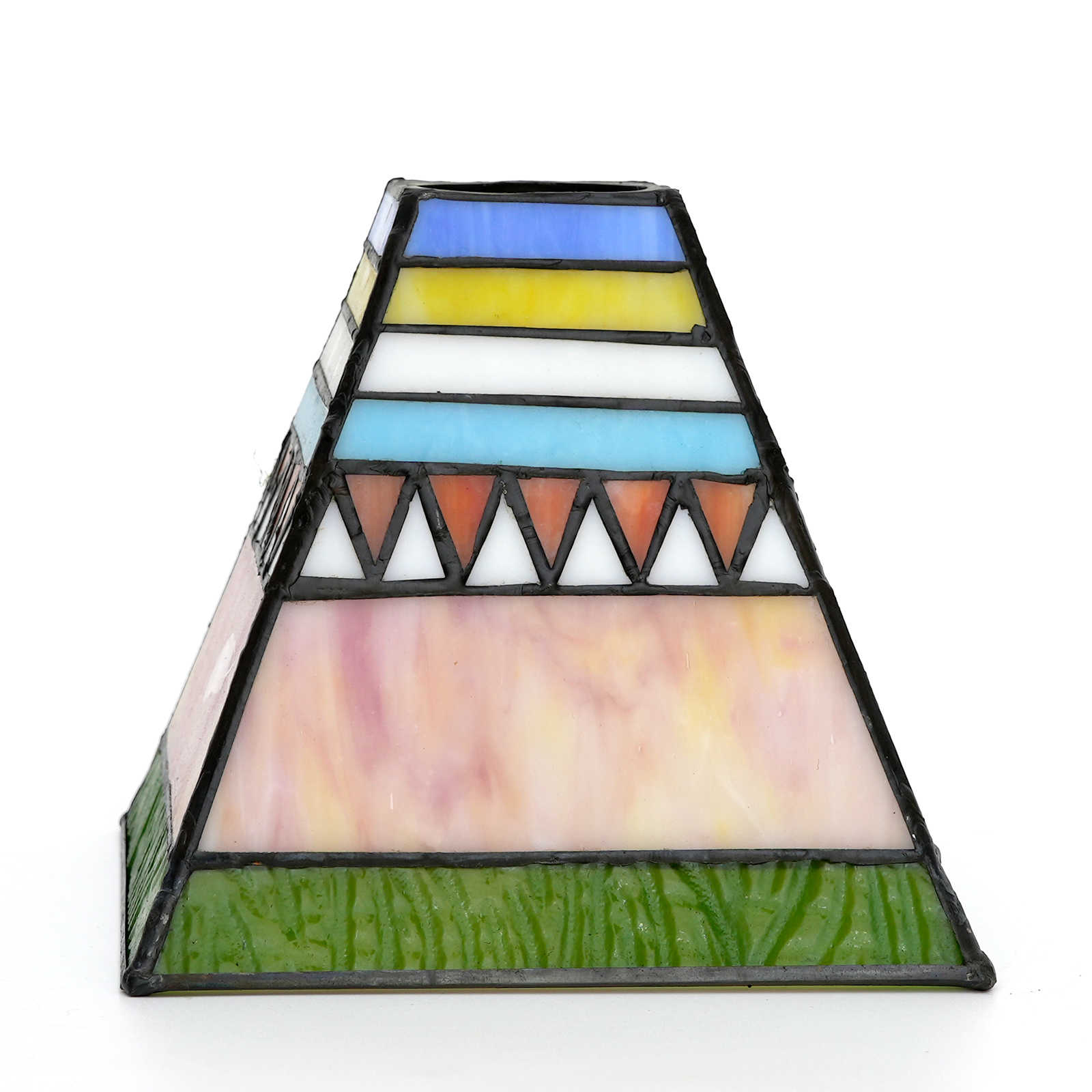 Blivuself Tiffany Lampshade Handmade Stained Glass Lampshade 6 Inch Pink Pyramid Replacement Lampshade, Chandelier, Wall Lamp And Other Tiffany Style Retro Garden Home Decoration Classic Craft (1 Piece, Wx3001)