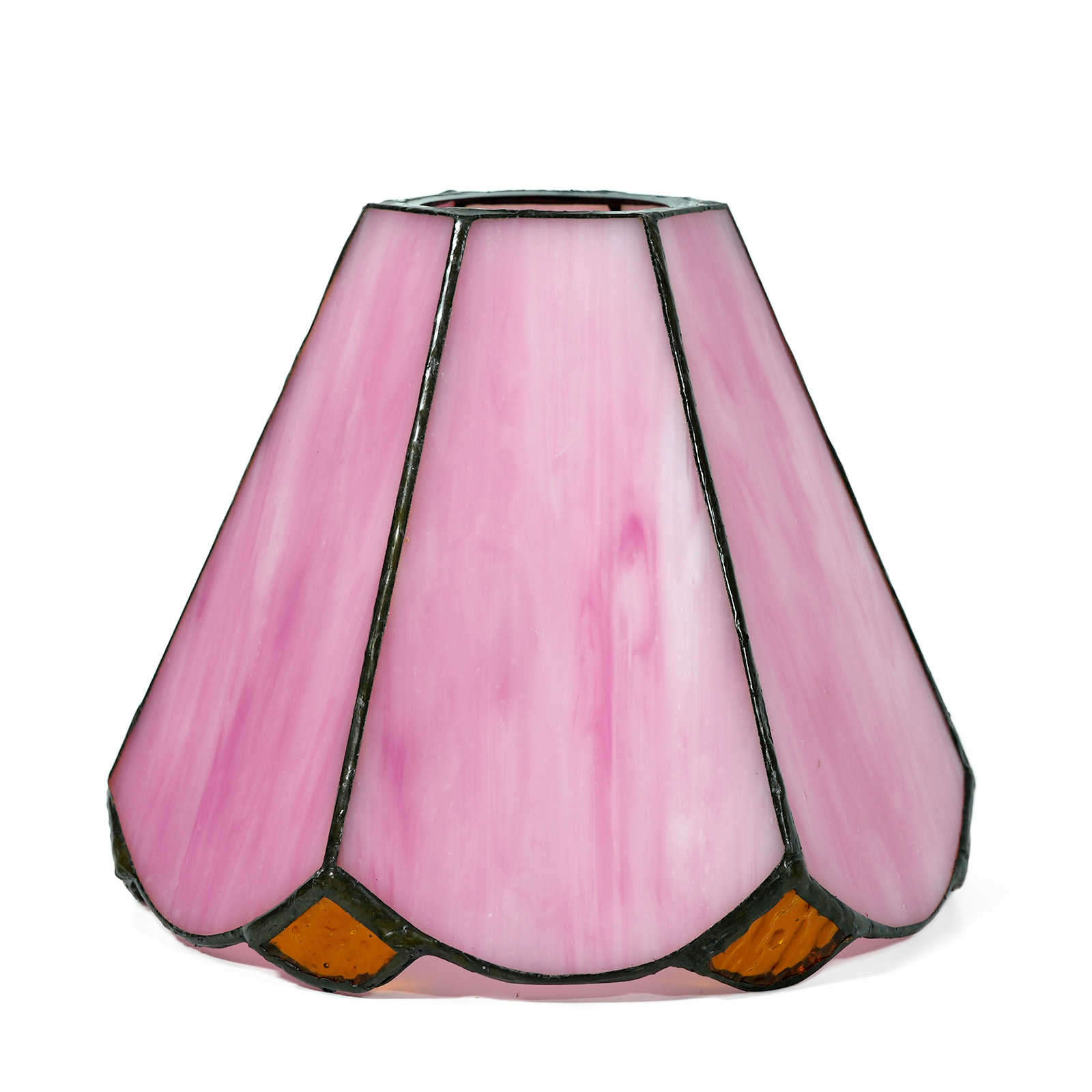 Blivuself Tiffany Lampshade 6 Inch Pink Six Pieces Of Hand-Welded Stained Glass Lampshade Girl Room Bathroom Bed Lamp Lamp Lamp Glass Accessories 1 PCS Replacement Lampshade For Table Lamp Ceiling Lamp Wall Lamp Chandelier ZB6152