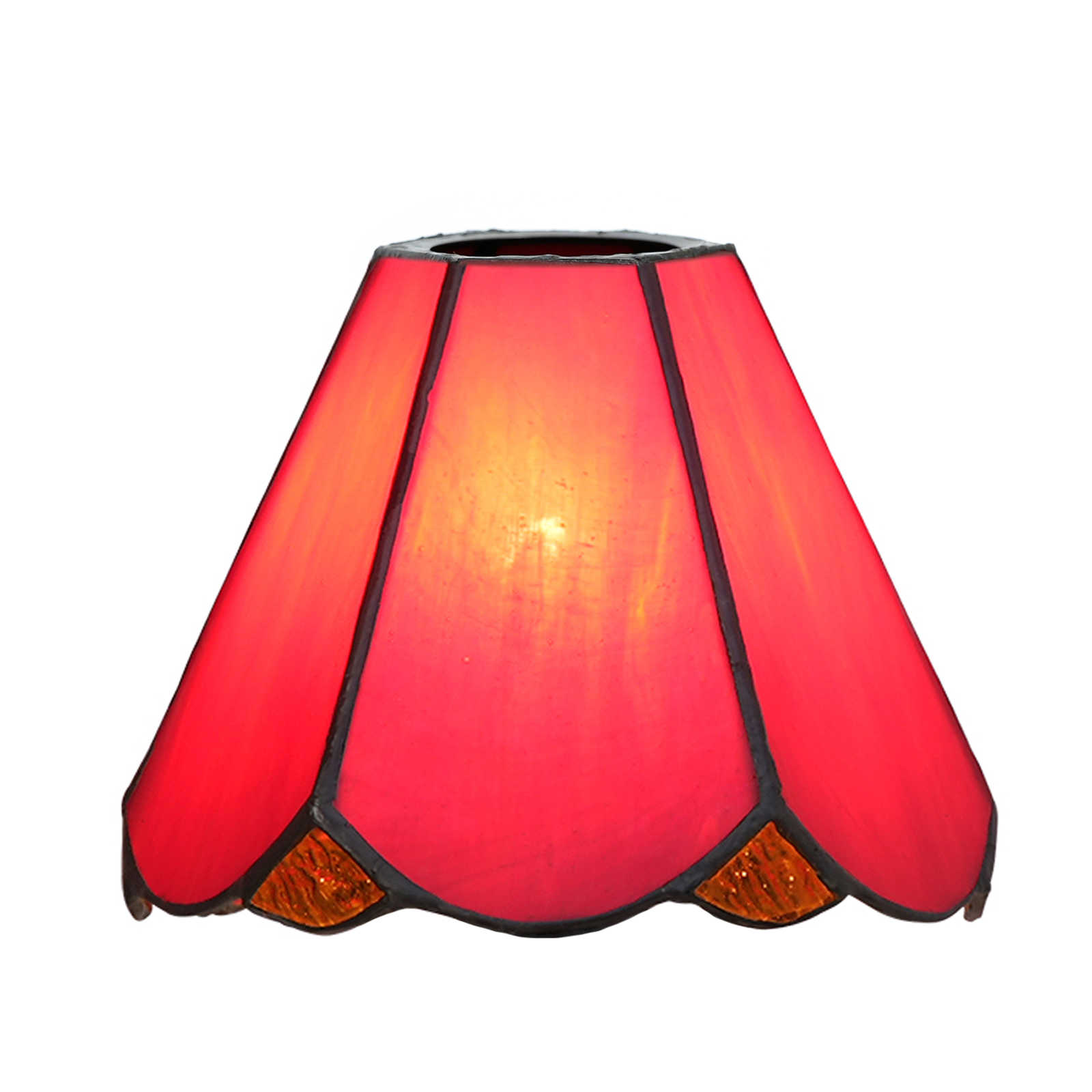 Blivuself Tiffany Lampshade 6 Inch Red Six Pieces Of Hand-Welded Stained Glass Lampshade Retro Bathroom Bed Lamp Lamp Lamp Glass Accessories 1 PCS Replacement Lampshade For Table Lamp Ceiling Lamp Wall Lamp Chandelier ZB6154