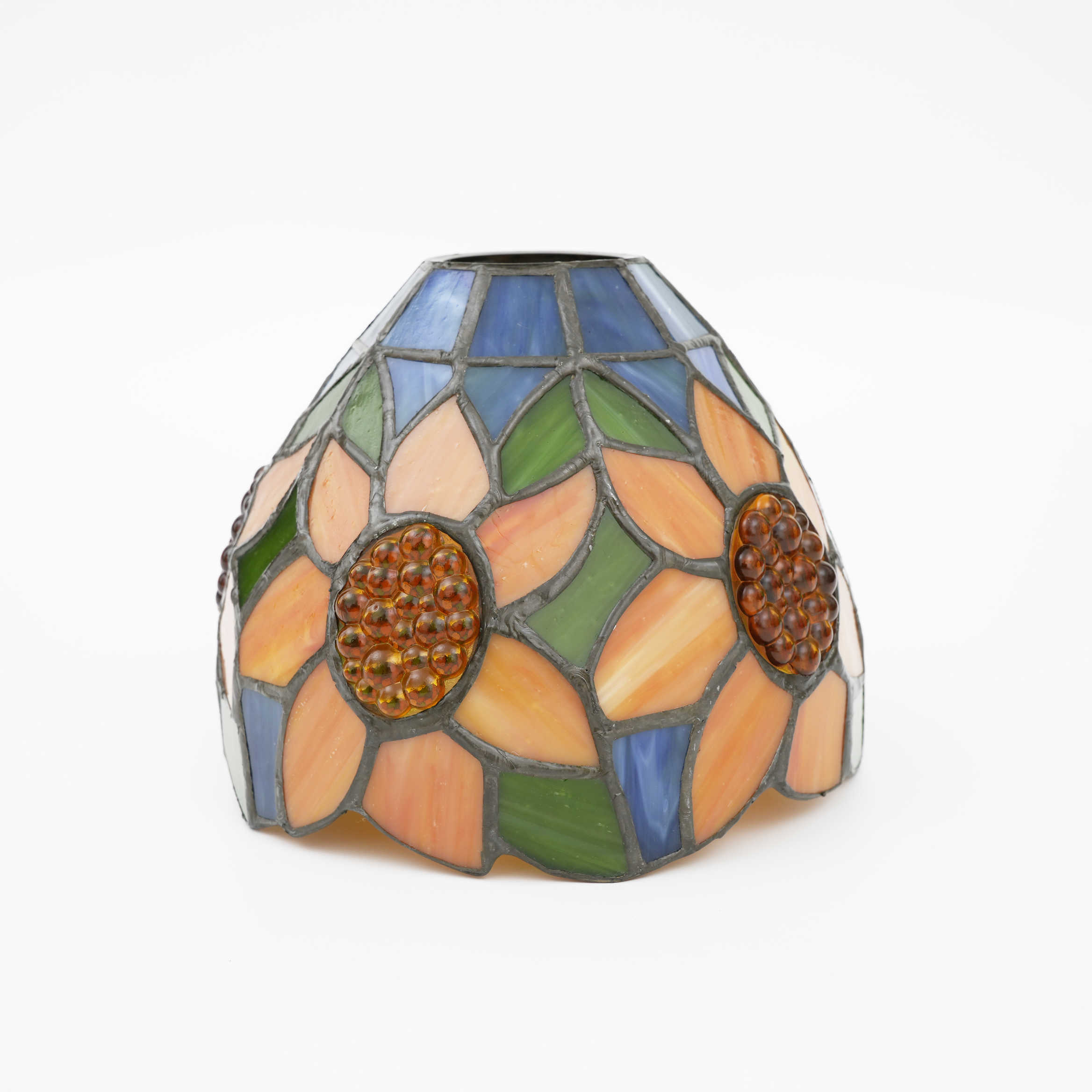 Blivuself Tiffany Lampshade 6 Inch Blue Bottom Sunflower Hand-Welded Stained Glass Lamp Orange Petals American Garden Color Glass Lamp Accessories 1pcs For Table Lamp Ceiling Lamp Wall Lamp Chandeler ZB6199