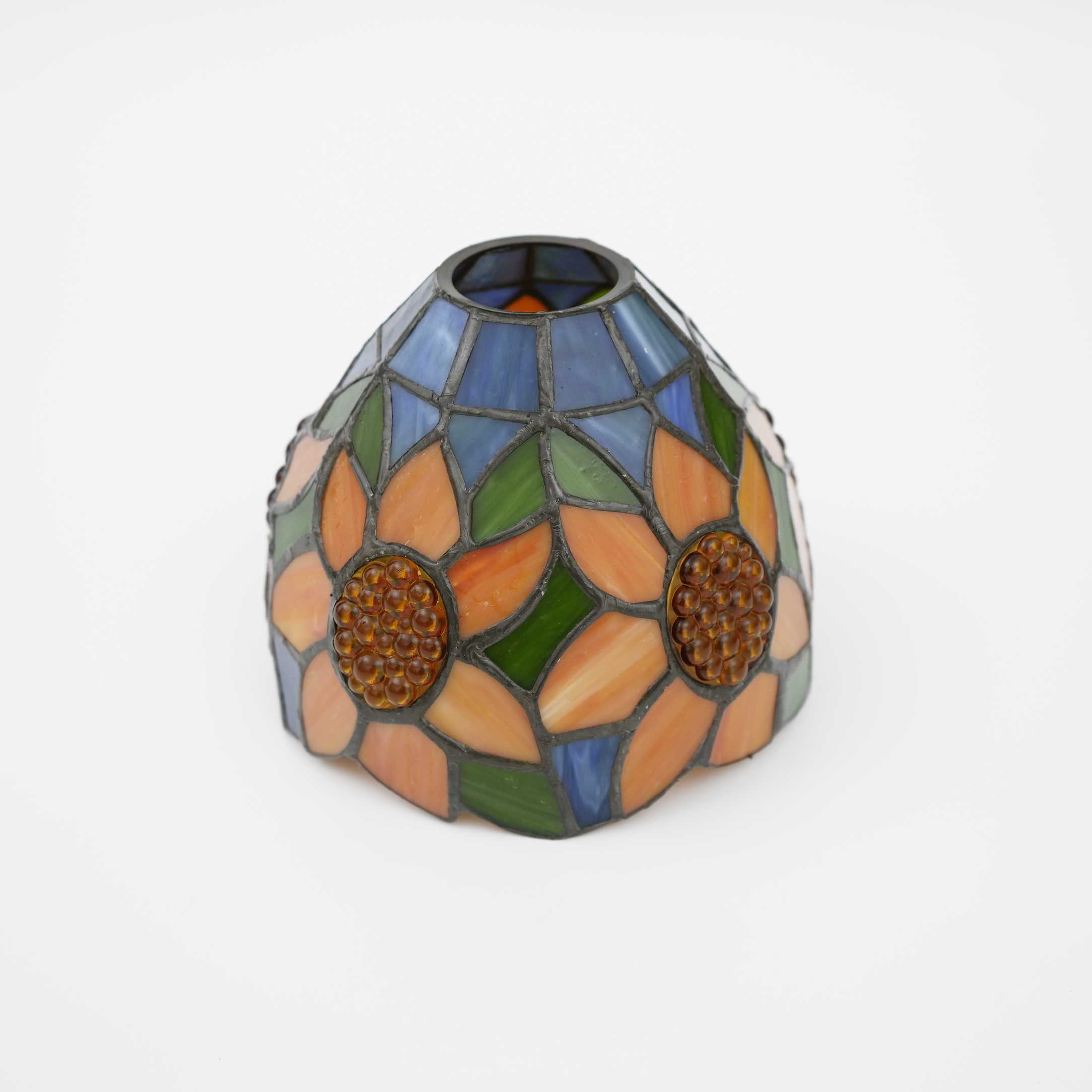 Blivuself Tiffany Lampshade 6 Inch Blue Bottom Sunflower Hand-Welded Stained Glass Lamp Orange Petals American Garden Color Glass Lamp Accessories 1pcs For Table Lamp Ceiling Lamp Wall Lamp Chandeler ZB6199
