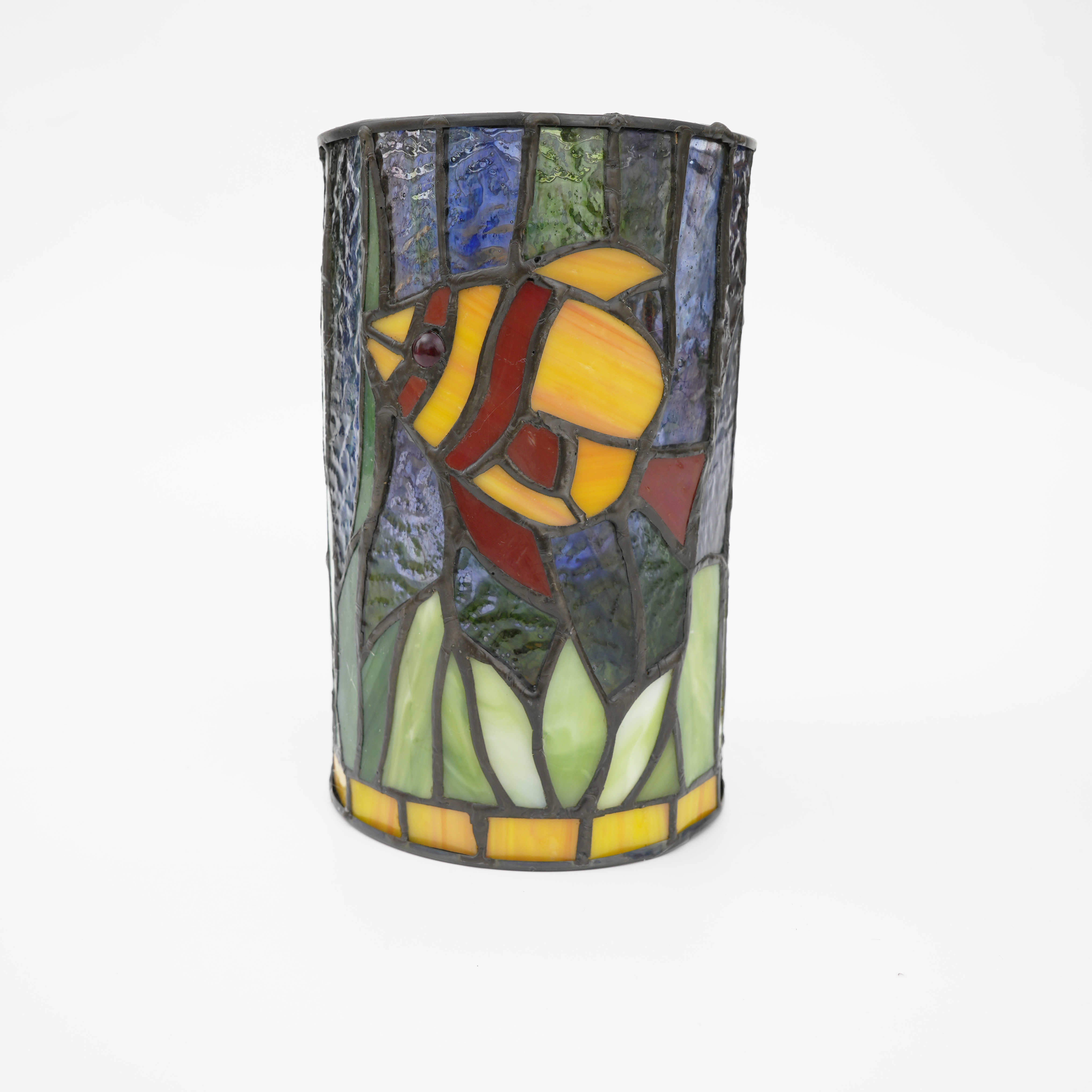 Blivuself Tiffany Lampshade Deep-Sea Small Fish Barrel Lamp Lampshade Hand-Welded Stained Glass Lamp Ocean Wind Hand-Replaced Accessories Lampshade 1pcs For Table Lamp Chandelier Atmosphere Soft Decoration Home ZB6044