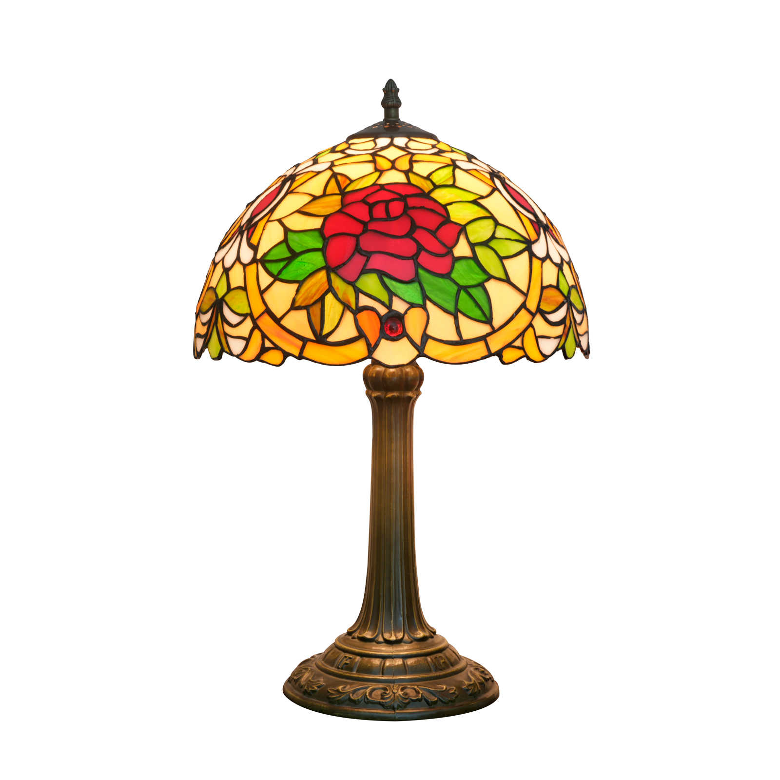 Blivuself Tiffany Lamp Camelas Handmade Stained Glass Desk Lamp Bedside Lamps12 Inch Bronze Base Yellow Retro Art Decoration Table Lamp Living Room Bedroom Kitchen Office Study Home Decoration Lady Friend Family Gift (OFT1448)