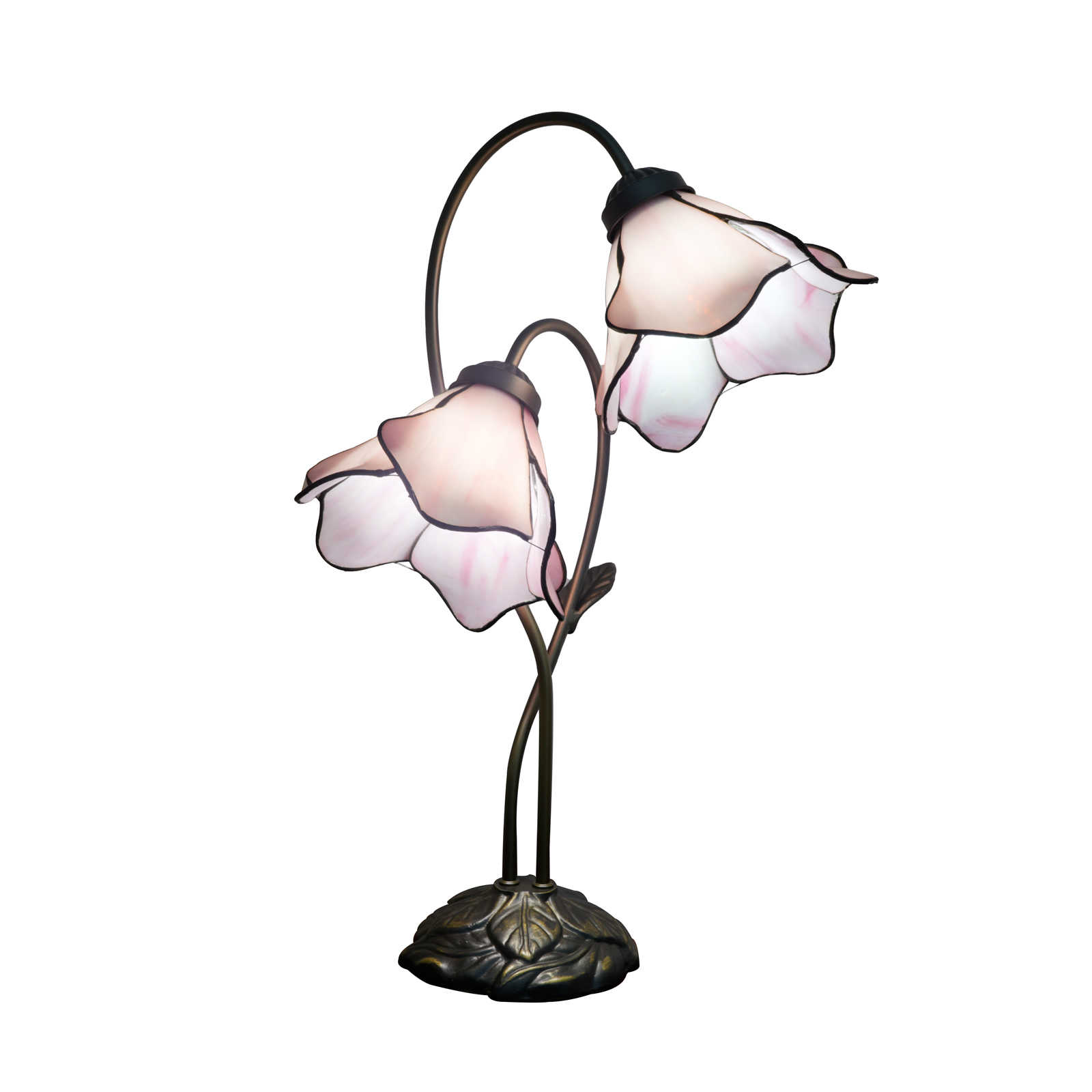 Blivuself Tiffany Lamp Double-Headed Pink Petals Handmade Stained Glass Desk Lamp Bedside Lamps 8 Inch Retro Art Decoration Table Lamp Living Room Bedroom Kitchen Office Study Home Decoration Lady Friend Family Gift (Oft1464)
